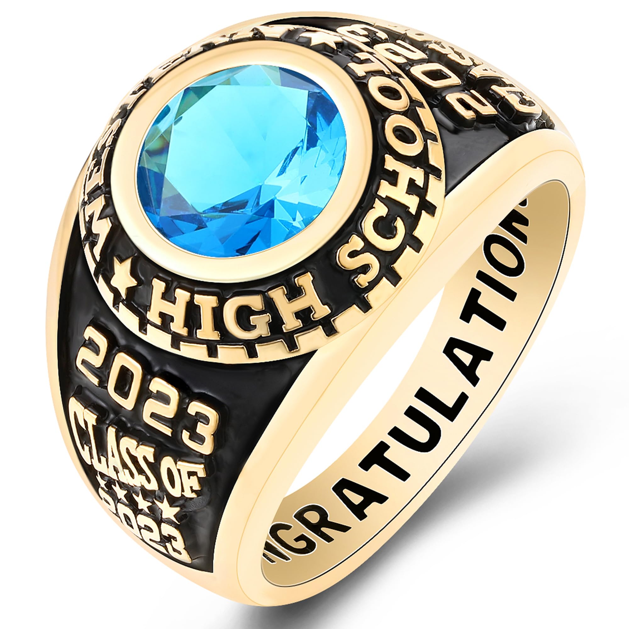 Custom Personalized Class Rings for Men & Women - Gold Plated & Sterling Silver High School & College Rings (Size 5-15) - Perfect for Graduation Gifts, Alumni Pride & Special Occasions