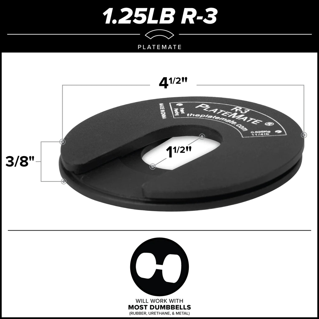 3 PlateMate 1.25lb Weight Plates (Pair) - Perfect for Dumbbell & Barbell Workouts, Home Gym Strength Training, and Fitness Accessories