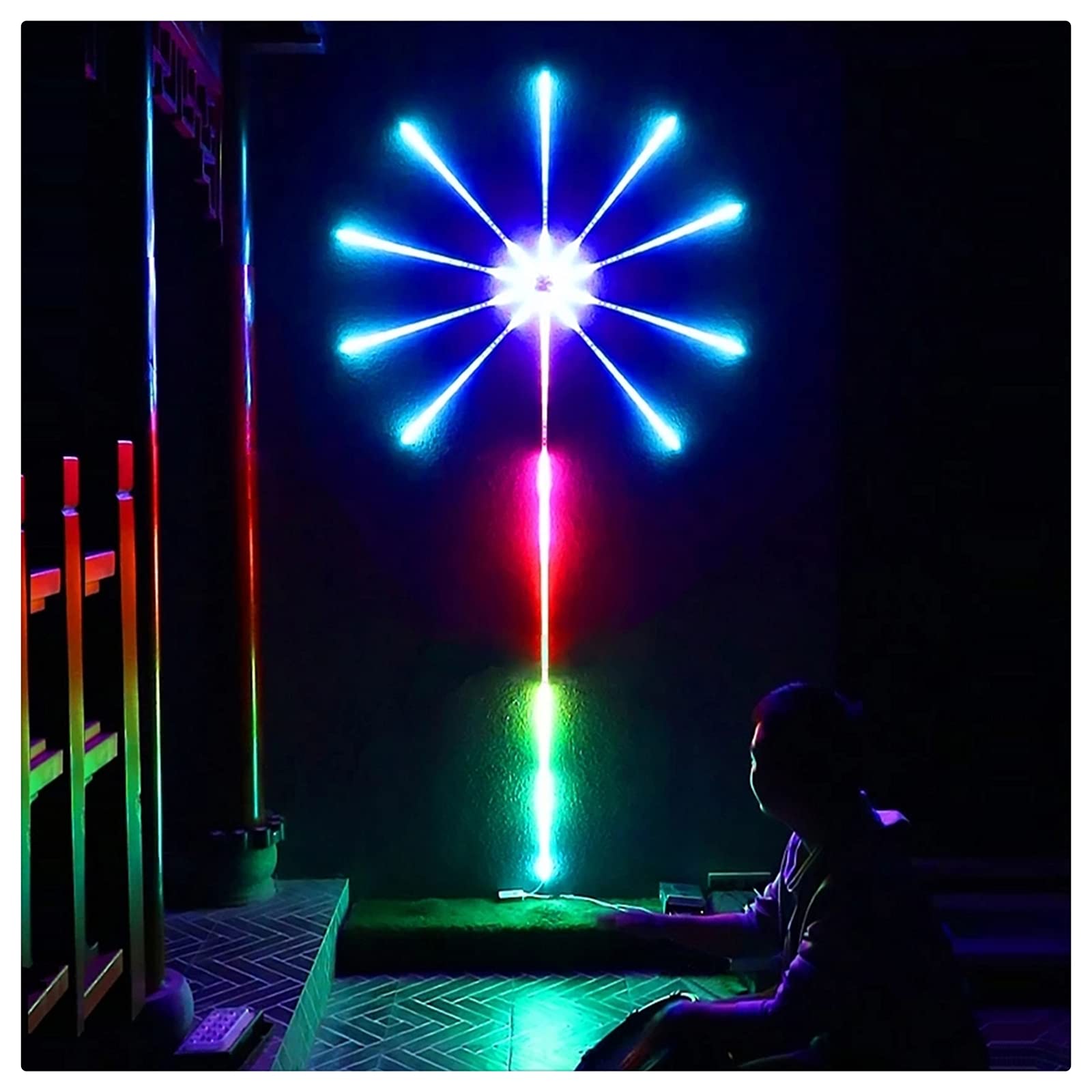 YEHEI LED Fireworks Lights - Music Sync RGB Ambient Lighting with Remote Control, Color Changing LED Strip Lights for Bedroom, Christmas Party, Bar, Dorm Wall Decoration - Perfect for Home Decor, Holiday Celebrations and Mood Lighting