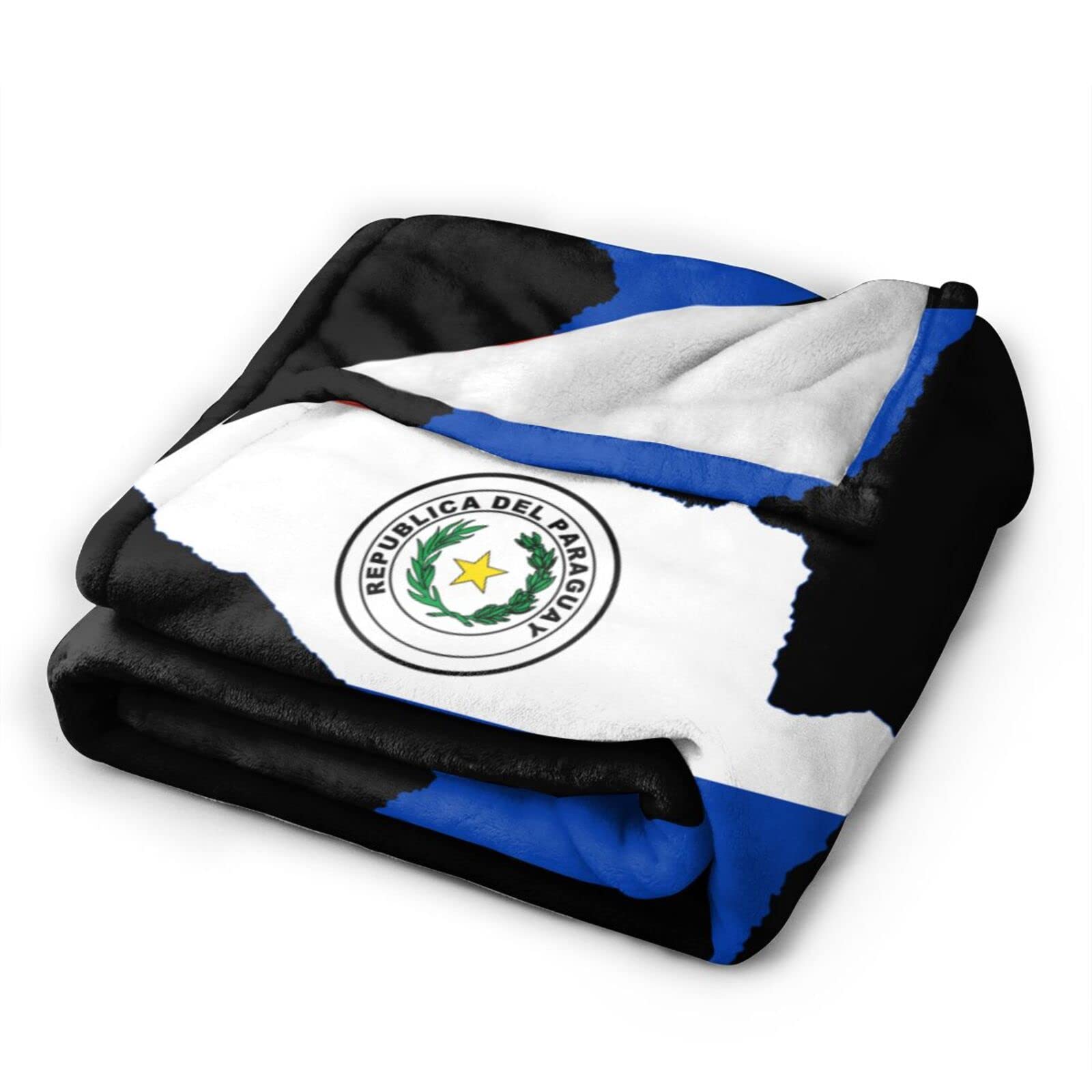 Paraguay Flag Map Fleece Throw Blanket 60