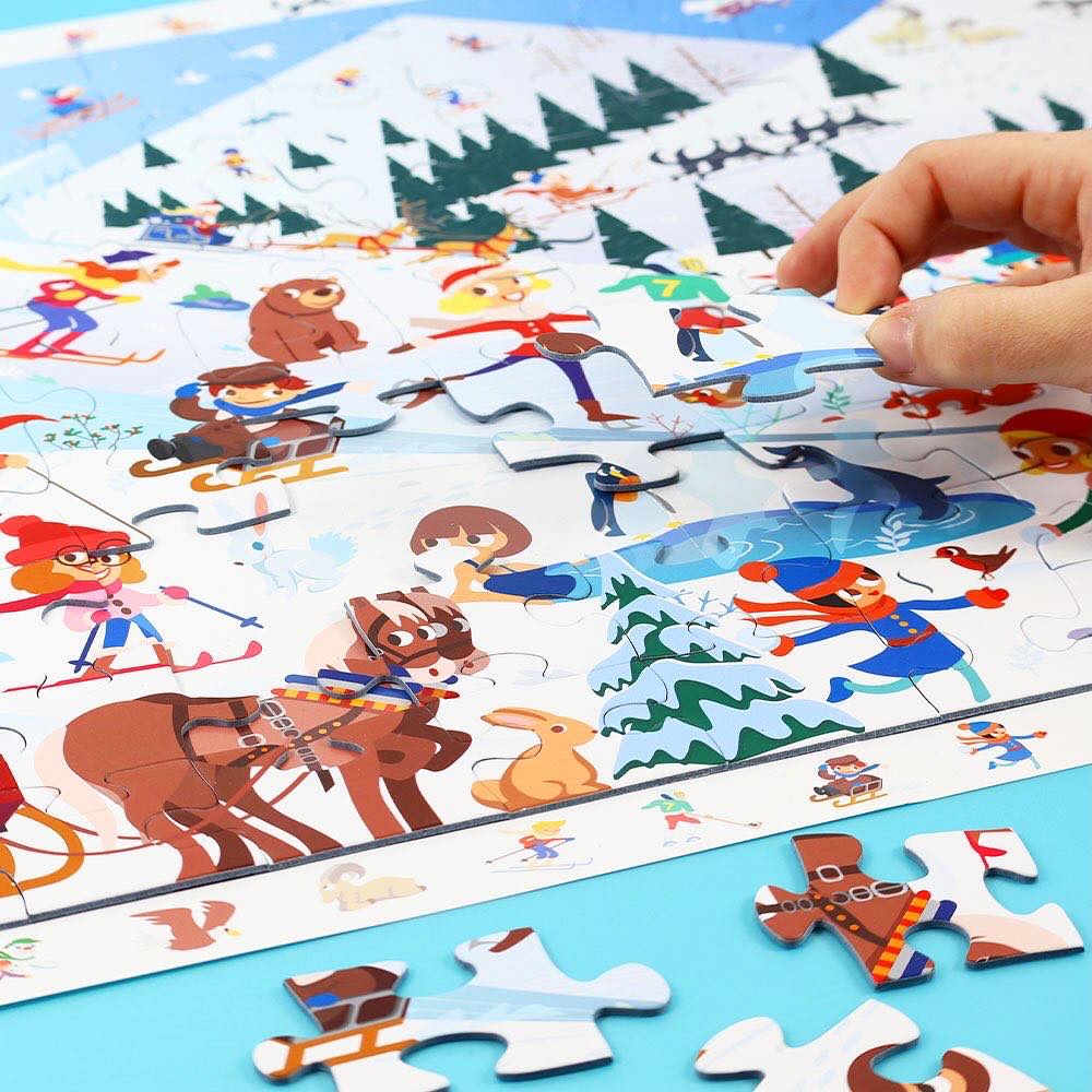 Calypto 100-Piece Winter Sports Search & Find Jigsaw Puzzle – Fun Family Activity for Kids & Adults | Perfect for Holidays & Indoor Games