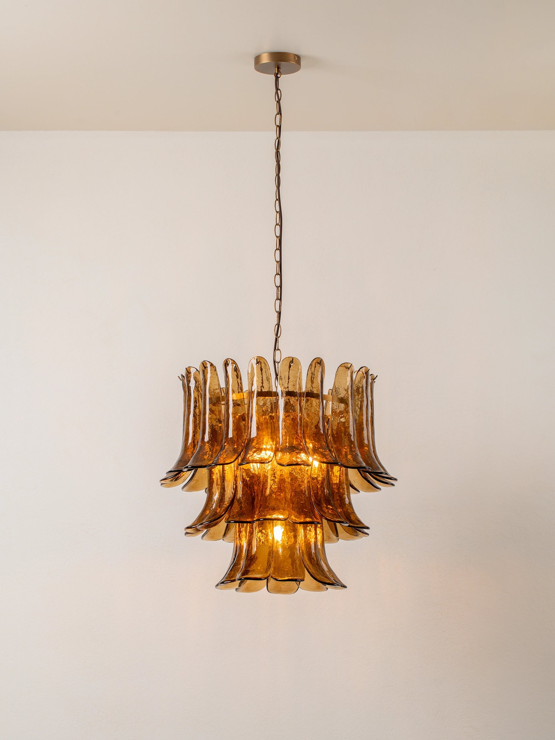 Lonso 4-Light Chandelier with Aged Brass Finish & Smoked Brown Glass - Perfect for Dining Room, Living Room, and Bedroom Lighting