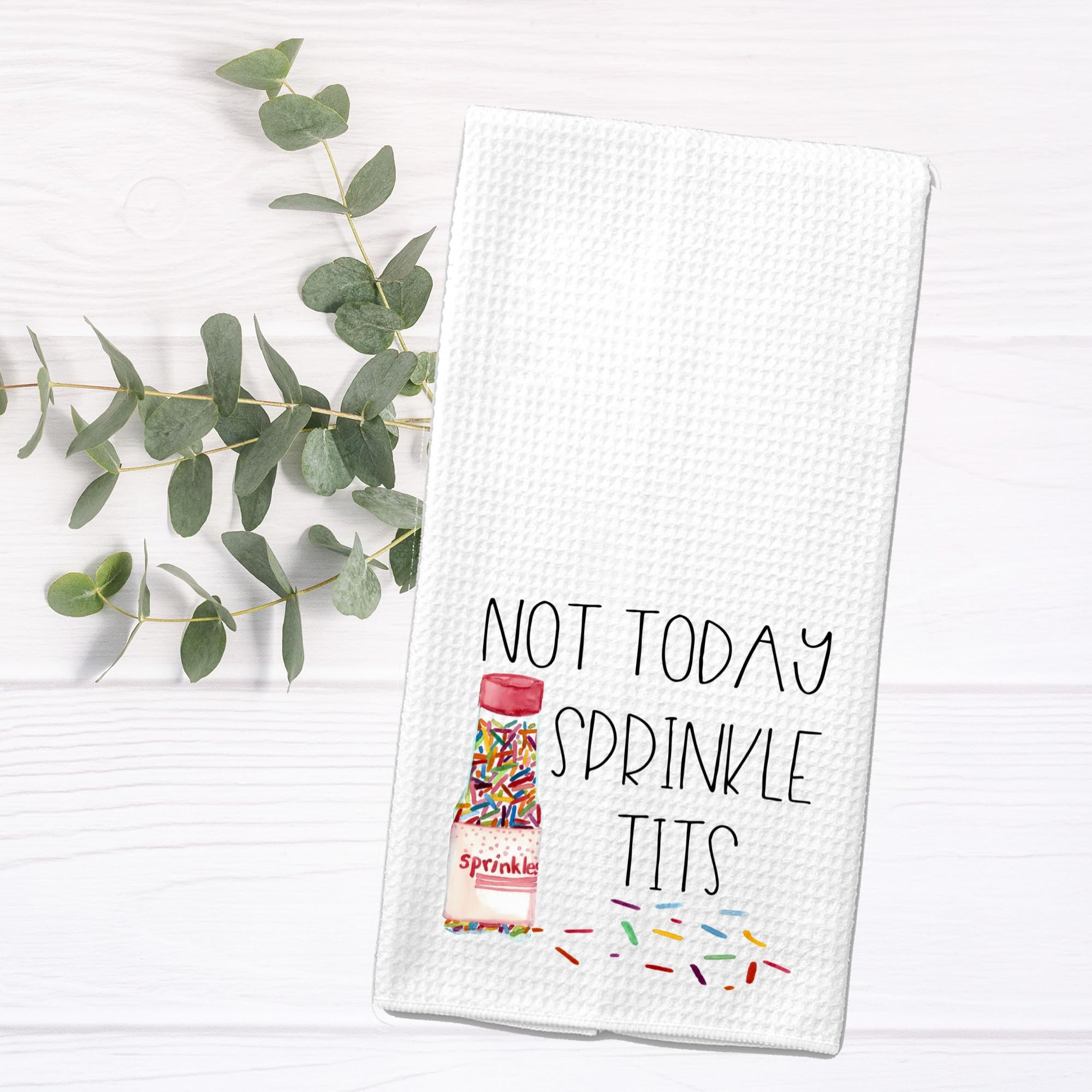 Funny Kitchen Tea Towel - 'Not Today, Sprinkle Tits' Microfiber Dish Towel for Baking & Cooking | Humorous Gift for Women, Bakers & Foodies | Perfect for Kitchen Decor, Housewarming & Bridal Showers