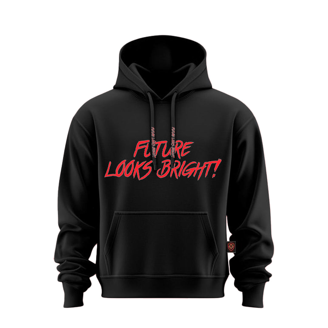 Men's Future Looks Bright Red Lion Shield Premium Pullover Hoodie - Soft Cotton Blend Sweatshirt for Streetwear & Casual Outfits | Perfect for Gym, College, and Everyday Wear