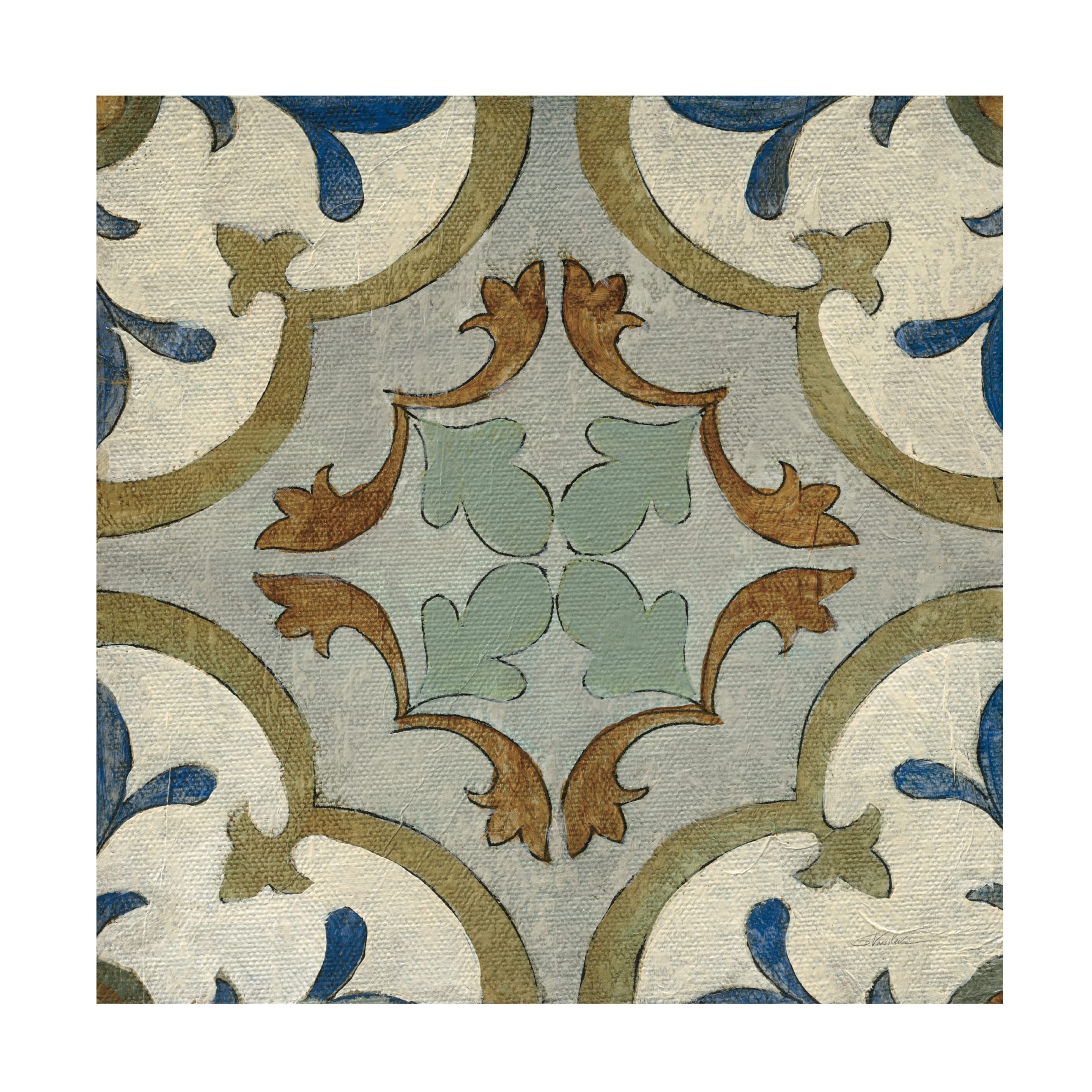 Silvia Vassileva 'Old World Tile VIII' Canvas Wall Art - 35x35 Inches Handmade Home Decor for Living Room, Bedroom & Office