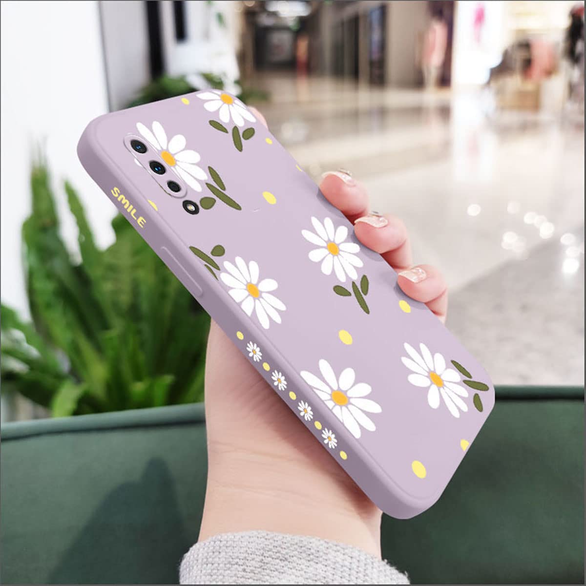 **Cute Daisy Pattern Samsung Galaxy A50 Case - Shockproof TPU Bumper & Liquid Silicone Cover with Full Camera Protection (Compatible with Galaxy A50/A50s/A30s) - Perfect for Everyday Use, Travel & Outdoor Activities**