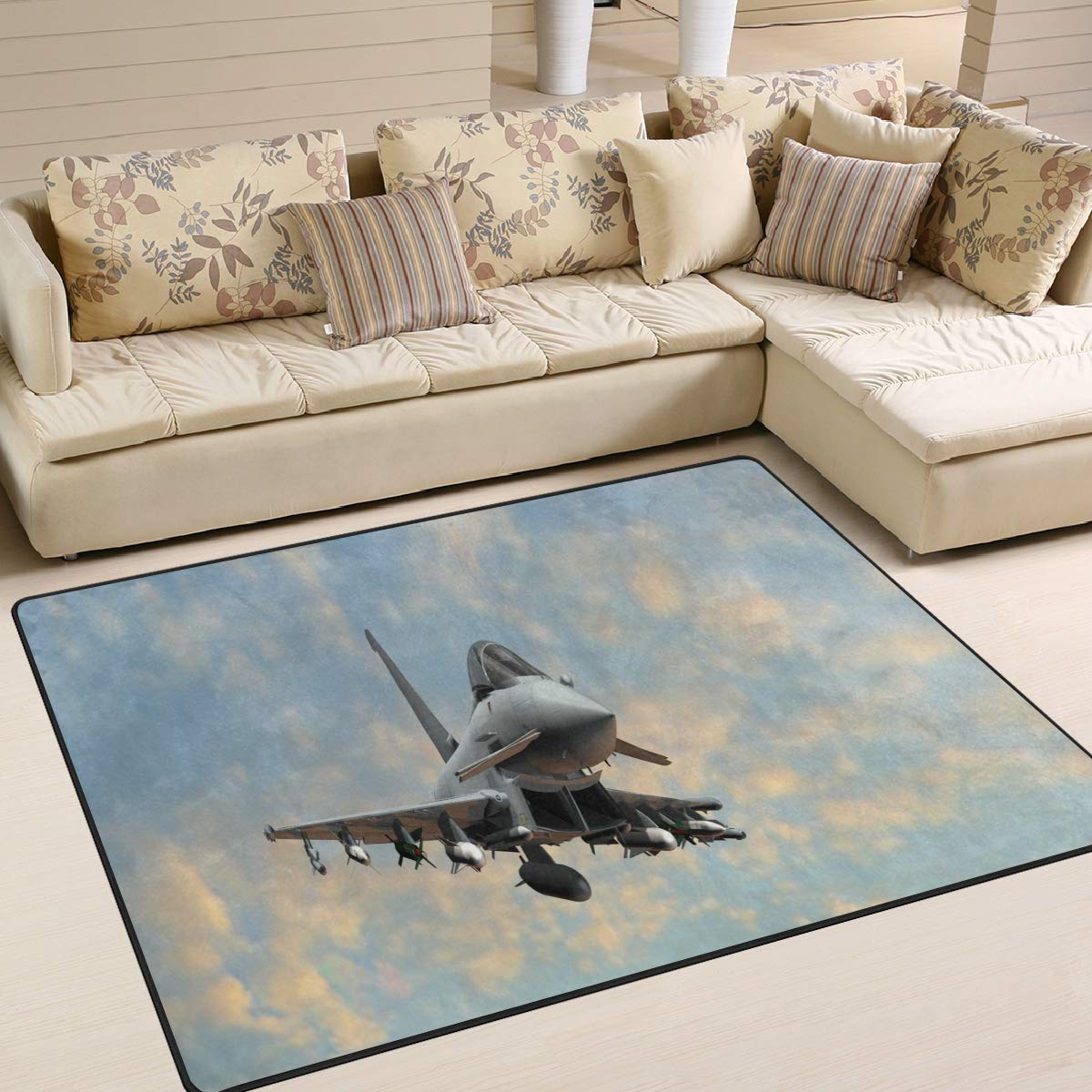 ALAZA Military Fighter Jet Sky Sunset Area Rug - 5'3
