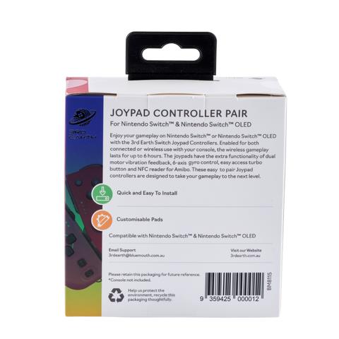 3rd Earth Joy-Con Controller Pair for Nintendo Switch & Switch OLED - Red & Purple - Compatible with Mario Kart, Super Smash Bros, and Multiplayer Gaming