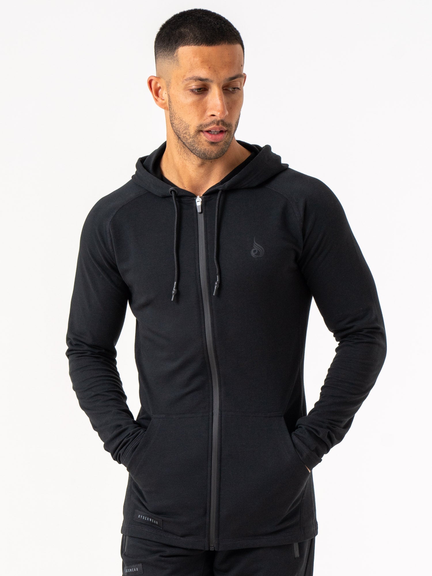 Endurance Zip Up Jacket for Men - Lightweight Waterproof Windbreaker with Hood - Perfect for Hiking, Running & Outdoor Activities - Black