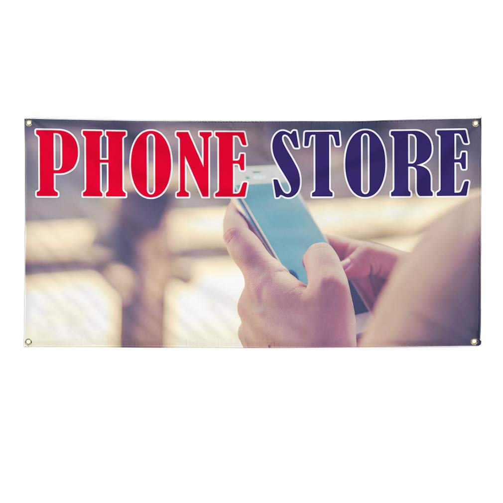 Vinyl Banner 48x96 Inches - Weatherproof Outdoor Advertising Sign with 8 Grommets for Retail Stores, Phone Shops & Industrial Yard Use | Multiple Sizes Available | Perfect for Storefronts, Events & Business Promotion