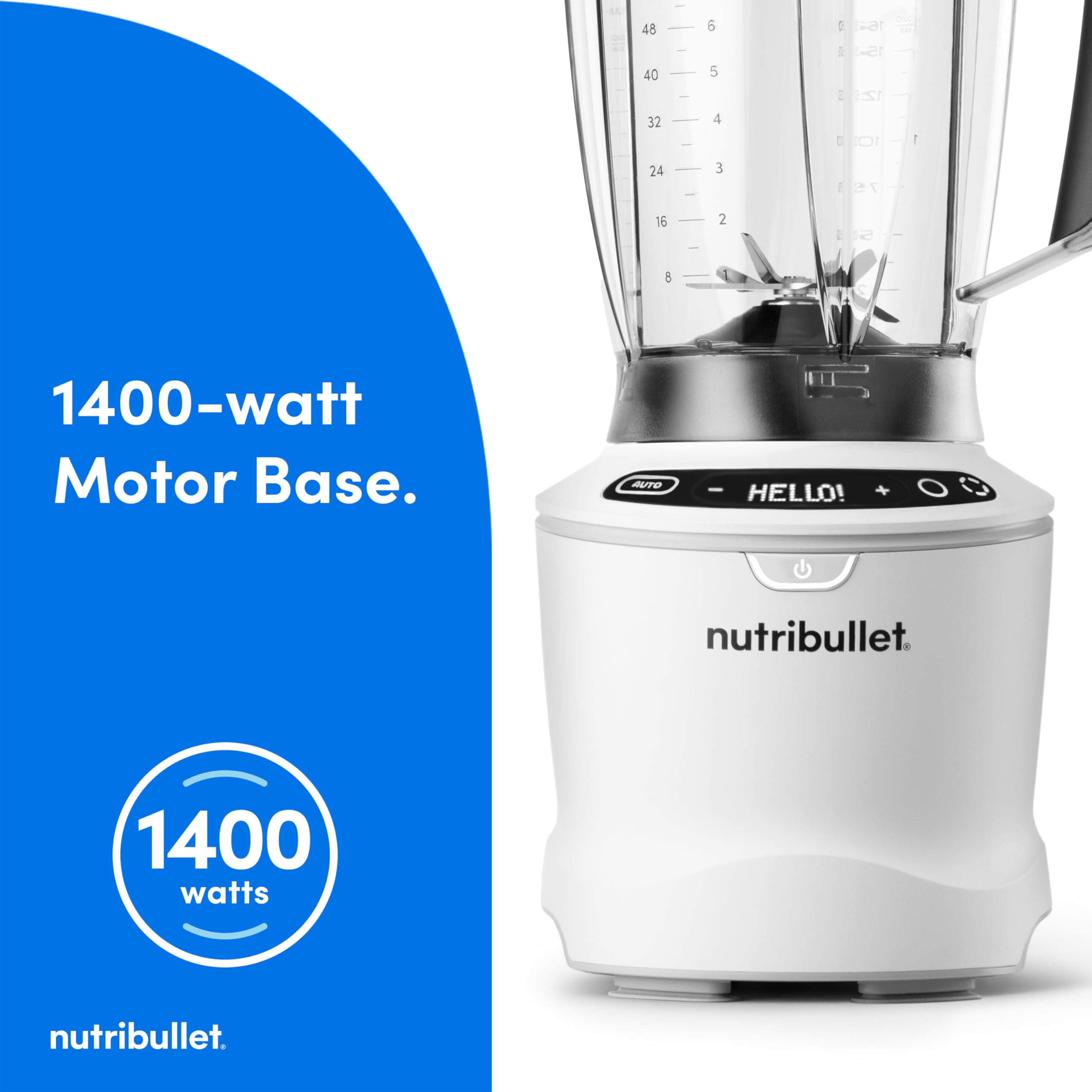 Nutribullet SmartSense Blender Combo - 1400W High-Power 5-Speed Blender with Matte White Finish - Perfect for Smoothies, Protein Shakes & Meal Prep in Modern Kitchens