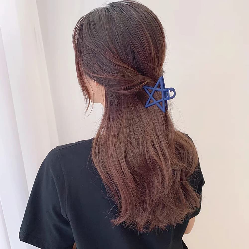 6 Pack Large Hollow Star Hair Claw Clips for Thick Hair - 2.9 Inch Non-Slip Barrettes for Women & Girls - Perfect for Ponytails, Buns & Everyday Hairstyles