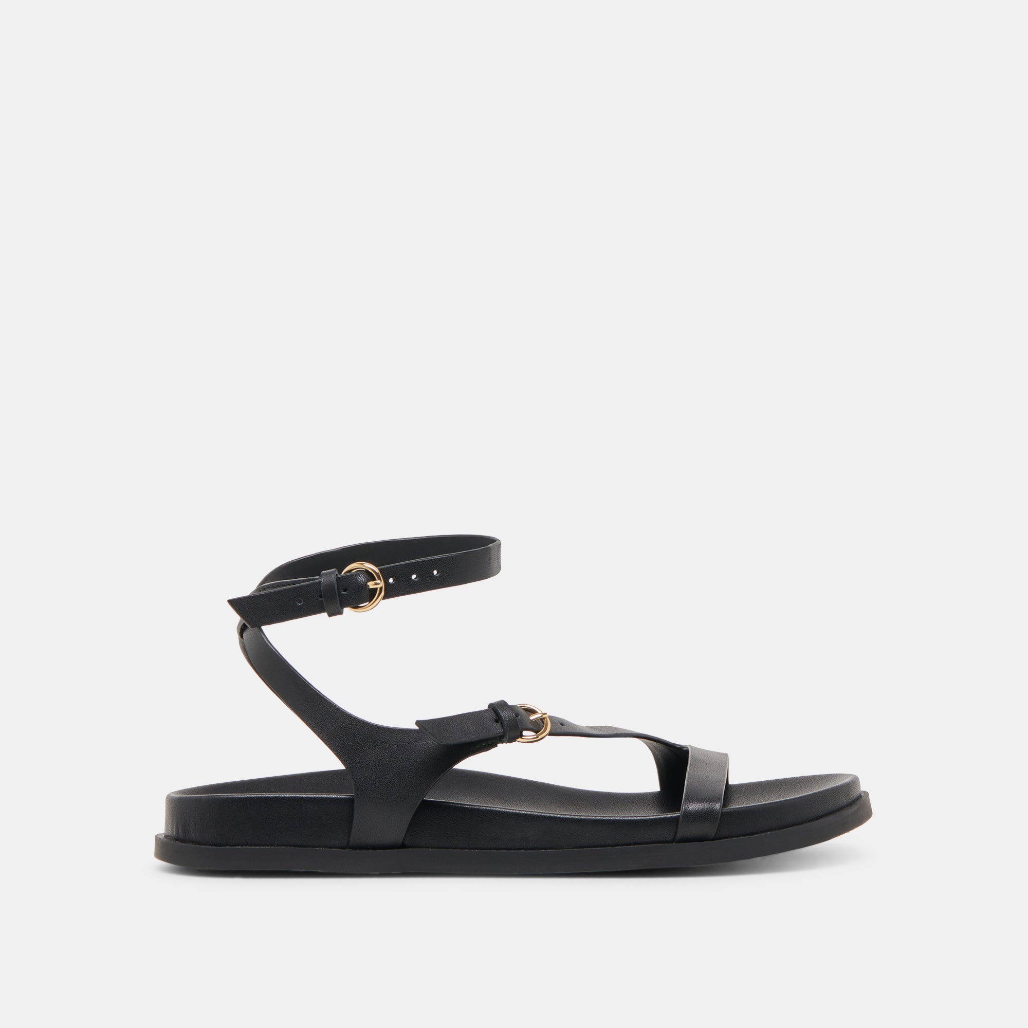 DARLIS Women's Black Leather Sandals - Comfortable & Stylish for Beach, Walking, and Casual Outings