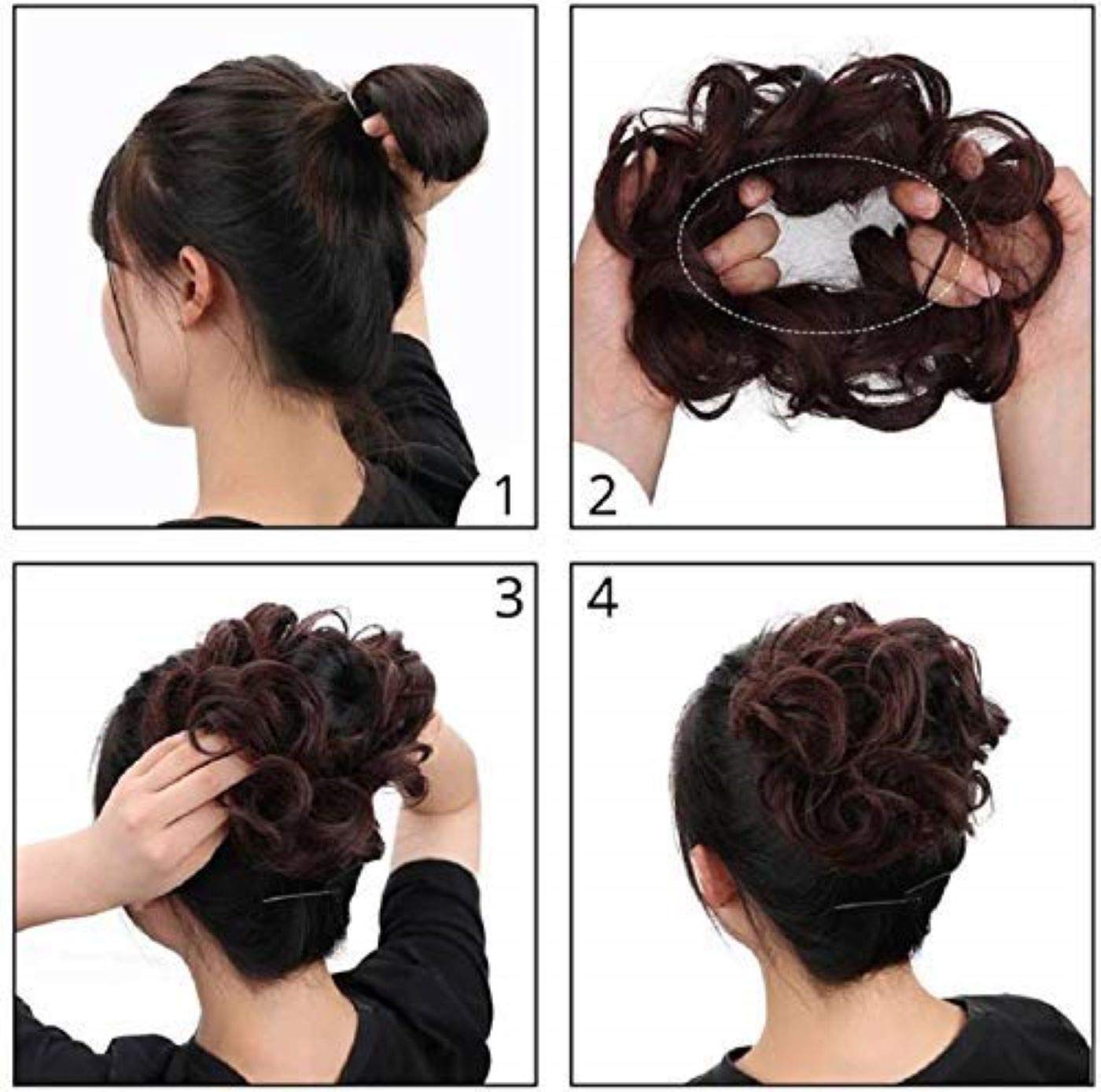 SIYAA Hair Juda Frill Maker for Parties - Set of 2 Black Hair Accessories | Perfect for Weddings, Festivals & Costume Events