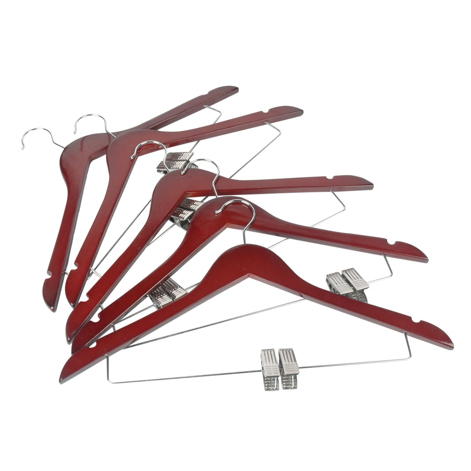 Premium Solid Walnut Wooden Suit Hangers with Anti-Rust Pant Clips - 10 Pack for Closet Organization & Wardrobe Storage - Perfect for Men's Suits, Dress Pants & Formal Wear
