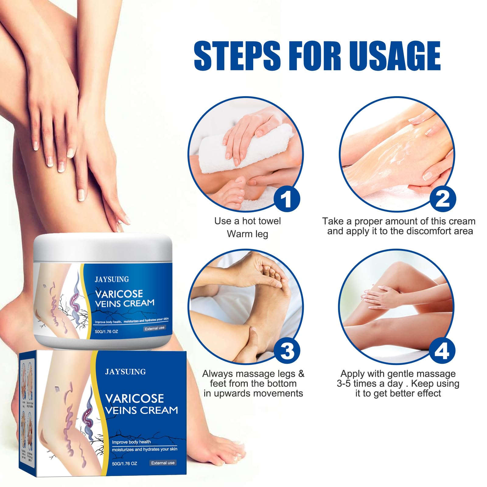 **Relaxing Body & Leg Cream for Pain Relief - Improves Blood Circulation - 50G (3 Pack) - Perfect for Post-Workout Recovery & Nighttime Relaxation**