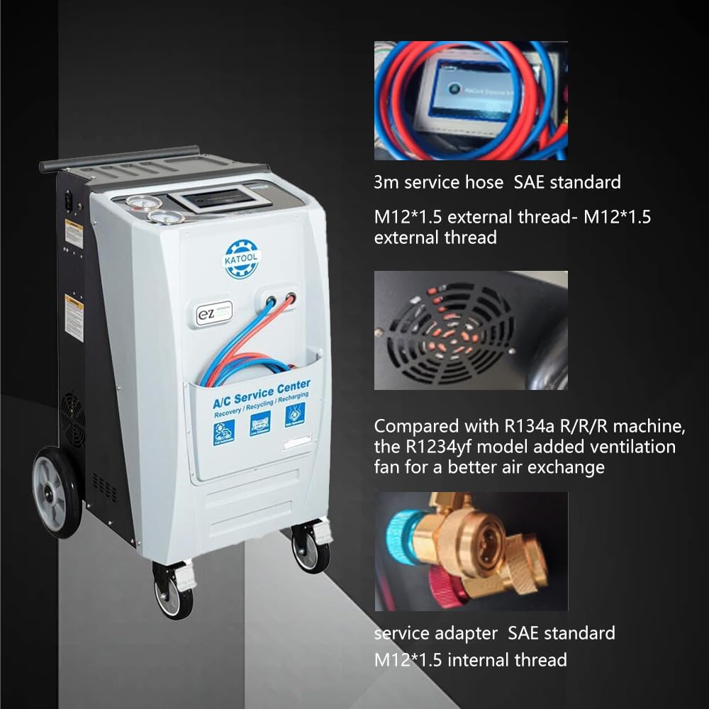 Fully Automatic Refrigerant Recovery Machine for AC & Automotive - R134a R134YF Compatible - Professional HVAC & Car AC Maintenance Tool for Home & Auto Repair Shops