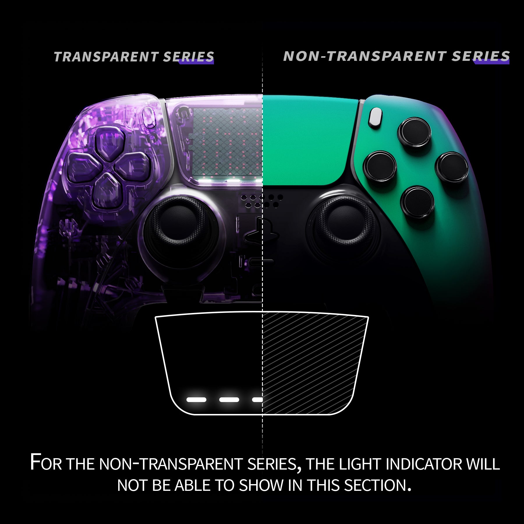 eXtremeRate Chameleon Green Purple PS5 Edge Controller Faceplate Shell - DIY Replacement Front Housing & Touchpad Cover for DualSense Edge | Gaming Accessories for Enhanced Customization & Protection