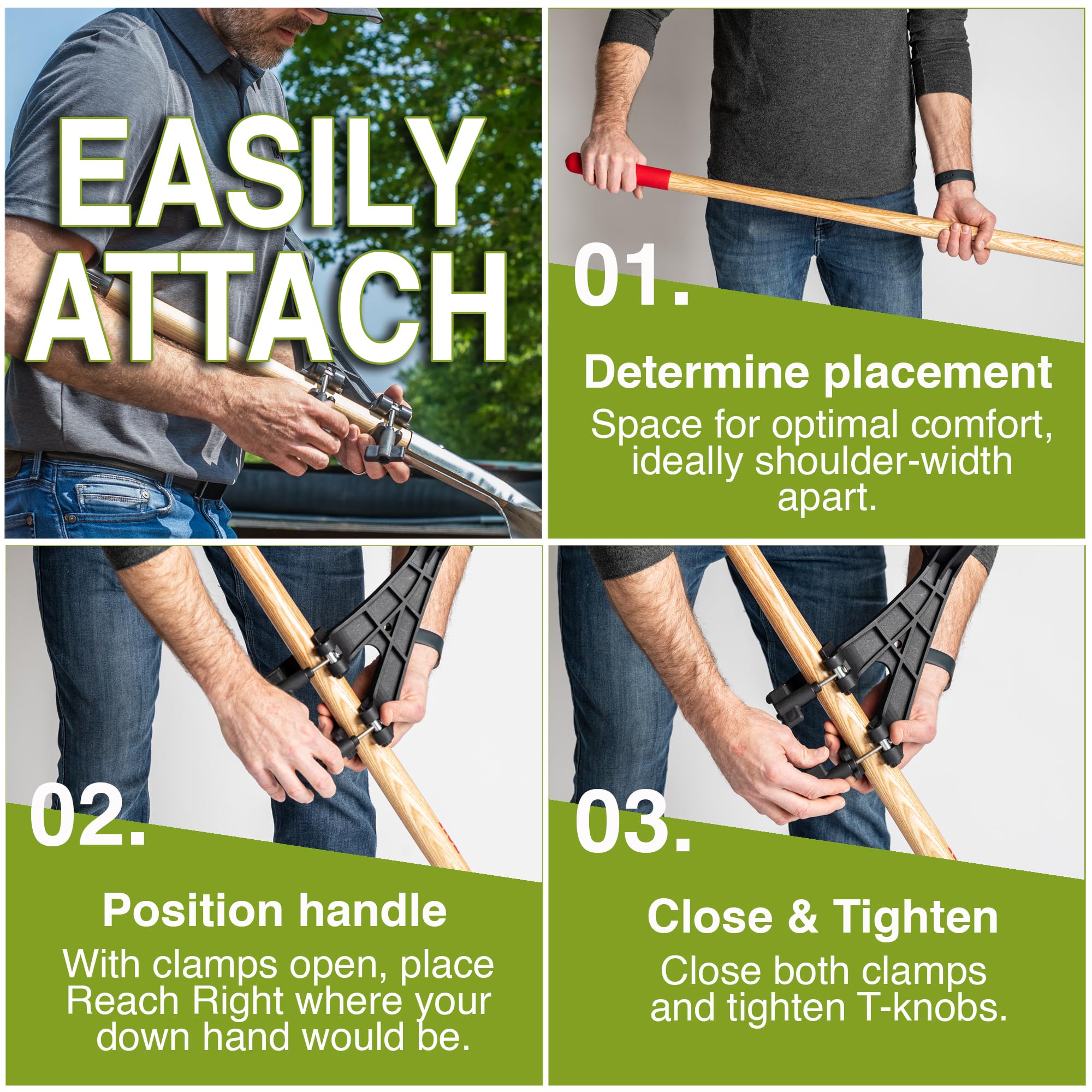 2-Pack Ergonomic Back Saver Handle Attachment - Converts Regular Tools into Comfortable Yard Tools for Weed Eater, String Trimmer, Shovel & Rake | Reduce Back Strain While Gardening, Landscaping & Yard Work