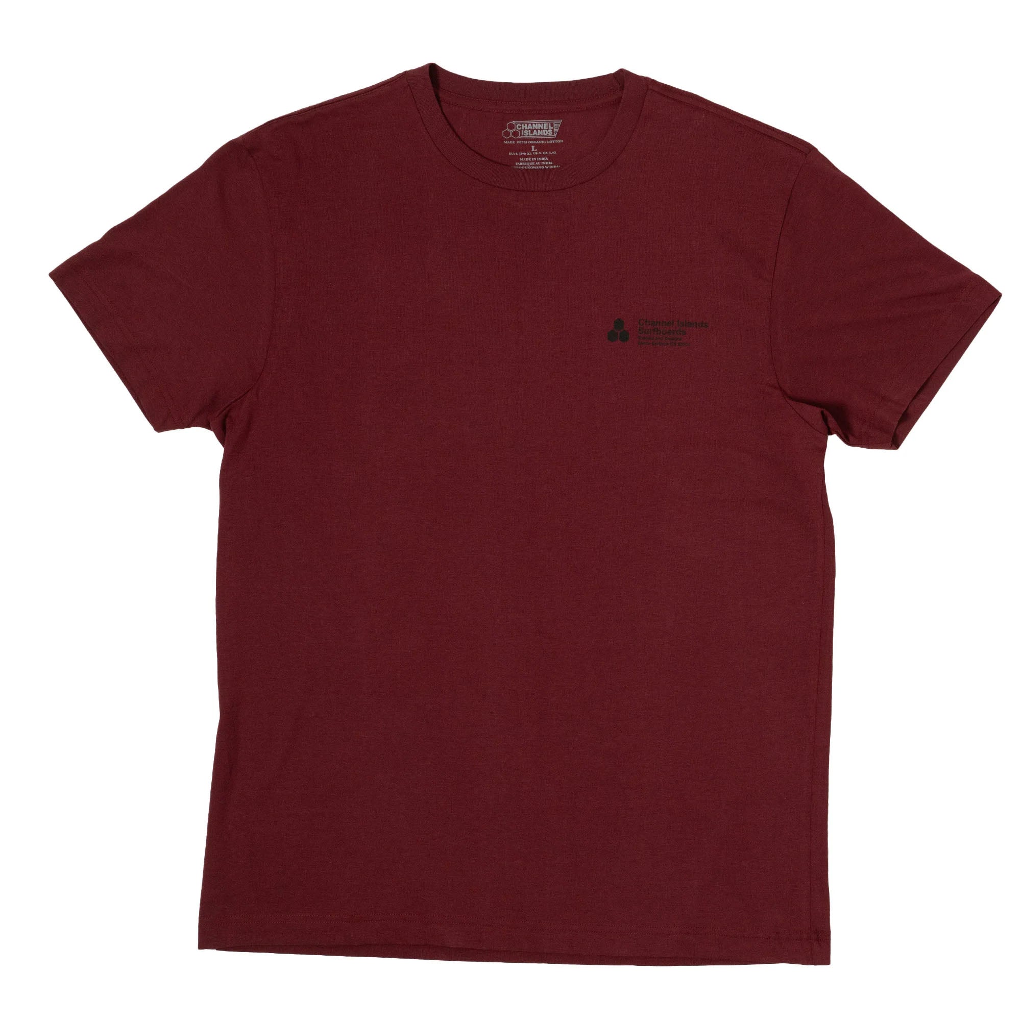 Channel Islands Tailz Men's Short Sleeve T-Shirt - Soft Cotton Crew Neck Tee in Maroon for Casual Wear & Summer Outfits