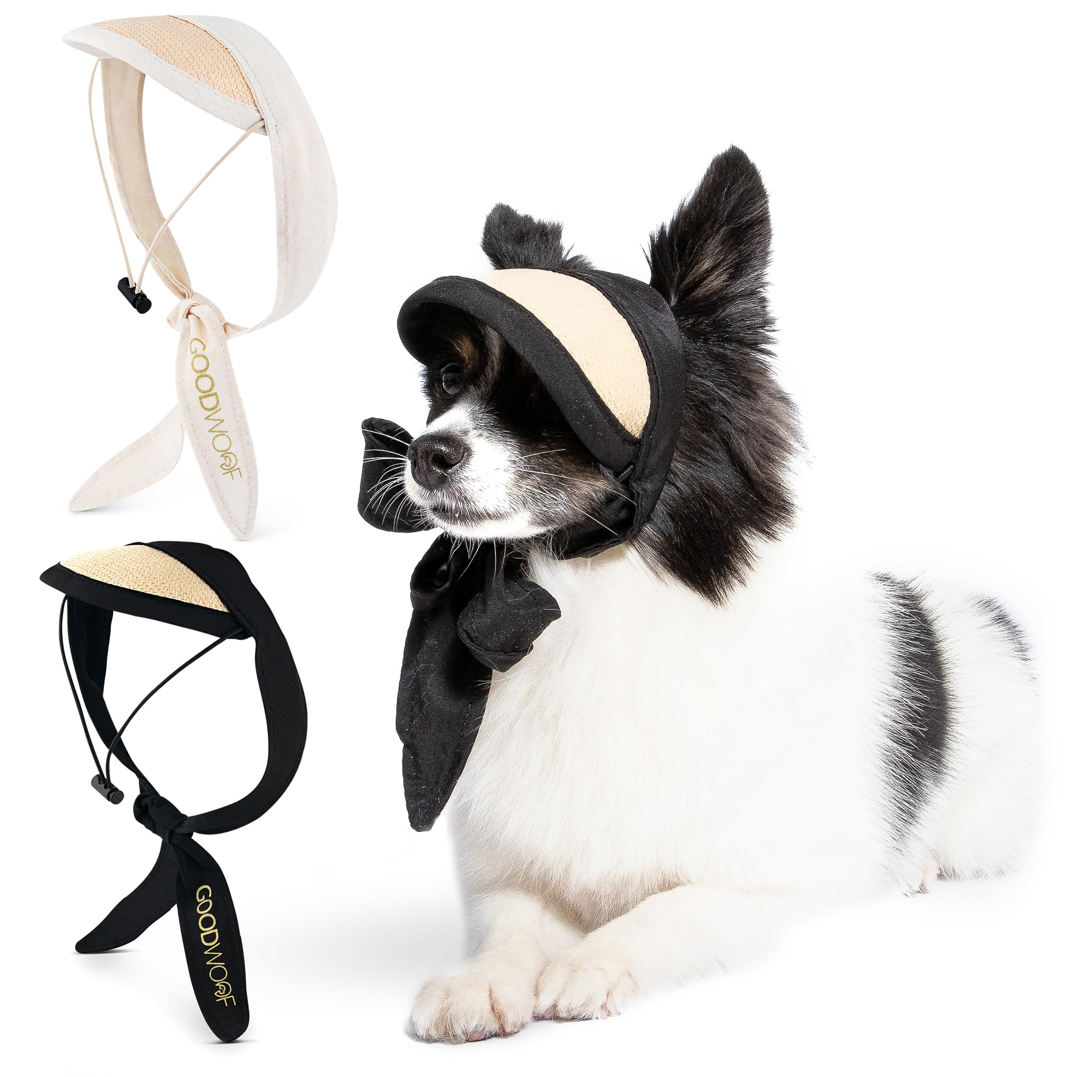Stylish Dog Hat with Wide Brim - Adjustable Drawstring Closure for Large Dogs & Puppies - Waterproof, Tear-Proof & Breathable Sun Visor (Cream, Small) - Perfect for Outdoor Adventures, Beach Trips & Summer Protection