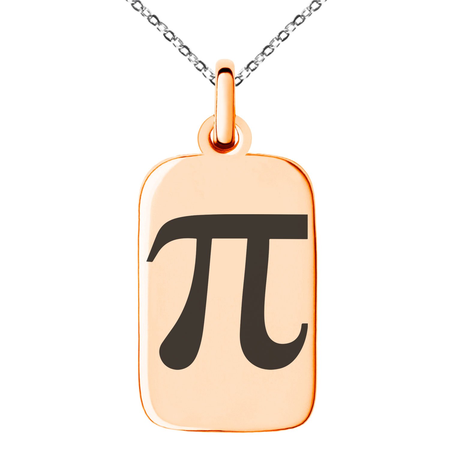 Stainless Steel Pi Symbol Dog Tag Necklace - Mathematical Jewelry for Men & Women - Perfect for Math Lovers, Science Geeks, and Unique Gift Occasions
