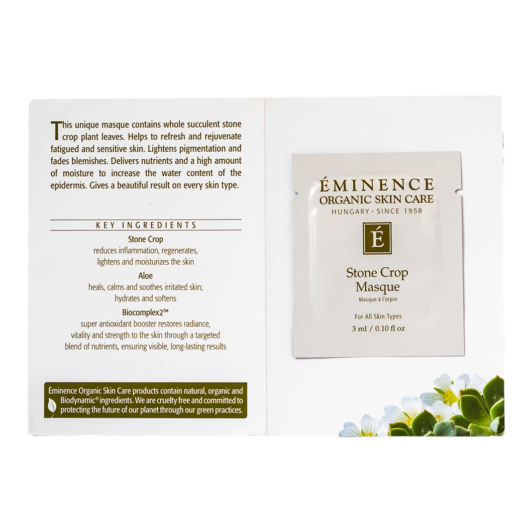 Eminence Organics Stone Crop Hydrating Facial Mask - Natural Skincare for Dry & Sensitive Skin - Perfect for Spa Nights & Post-Sun Care