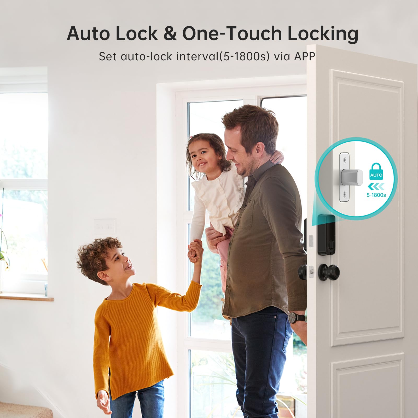 Hornbill Smart WiFi Door Lock - Keyless Entry Fingerprint Deadbolt with Handle Set, Bluetooth Remote, Alexa Compatible, Auto Lock for Home & Hotel Security (Black) - Perfect for Front Door, Vacation Rentals & Airbnb