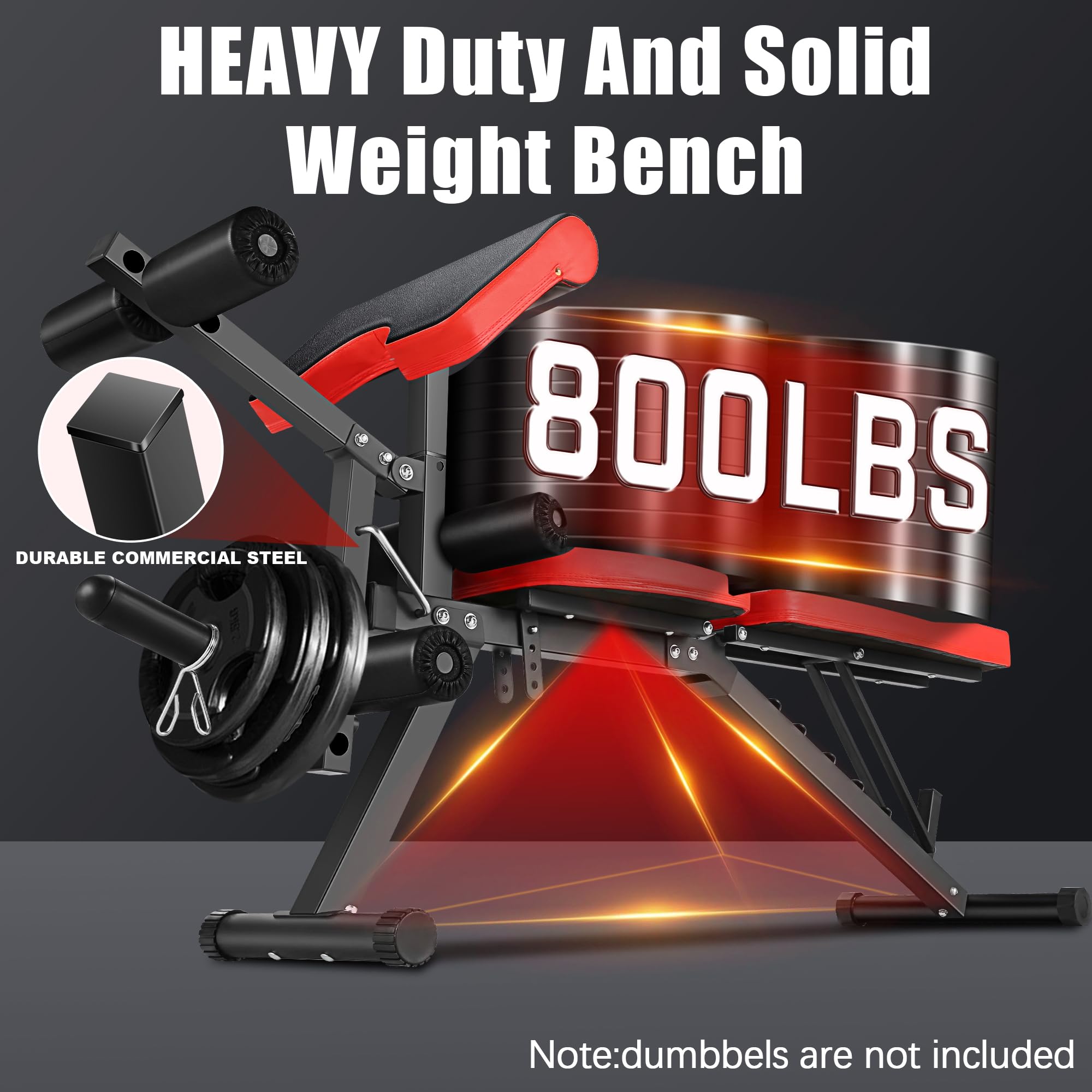 OPPSDECOR 800LBS Weight Bench Set with Leg Extension & Curl - Adjustable Bench Press for Decline/Flat/Incline Workouts - Full Body Exercise Equipment for Home Gym - Perfect for Strength Training & Muscle Building