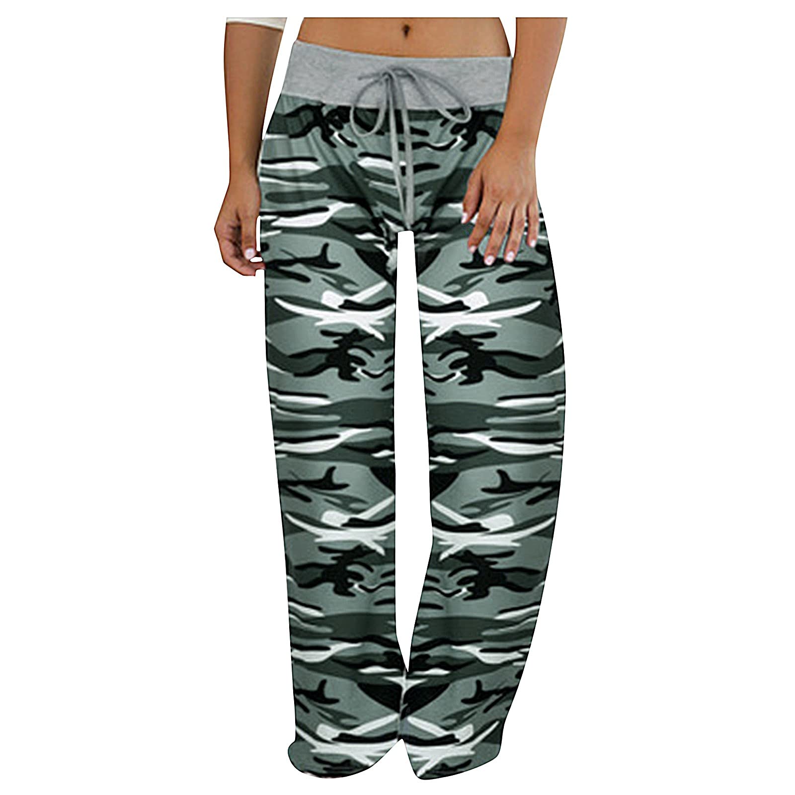 GDJGTA Women's Wide Leg Pants - High Stretch Loose Fit Casual Comfortable Flowy Trousers with Stylish Print | Perfect for Work, Travel & Everyday Wear