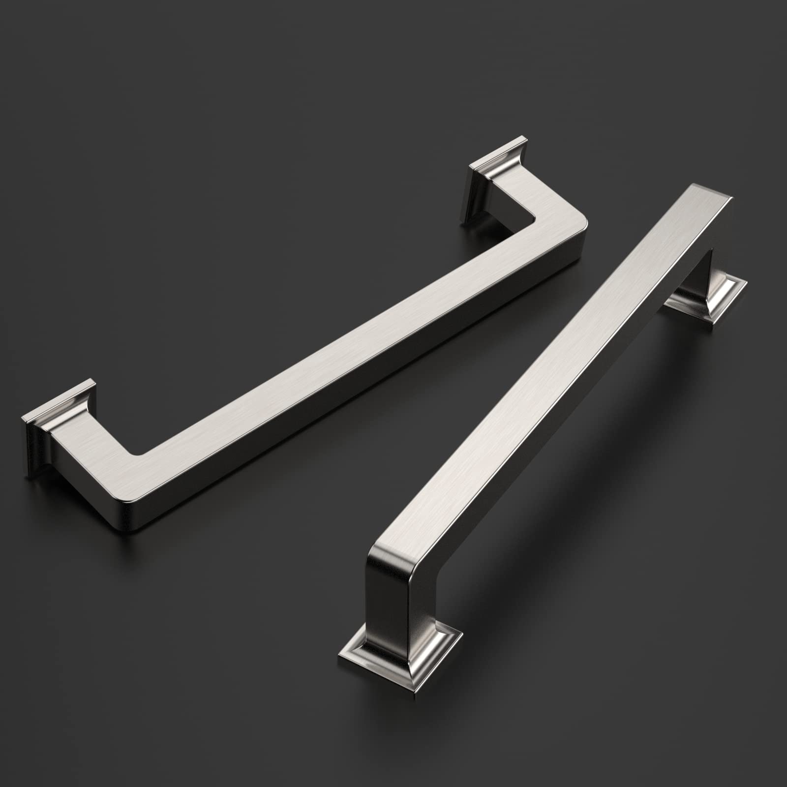 Amerdeco 6 Pack Brushed Satin Nickel Cabinet Pulls 5 Inch (128mm) Hole Centers - Modern Kitchen Cabinet Handles & Drawer Pulls for Cabinets, Cupboards, Dressers - Durable Cabinet Hardware for Home & Office Use