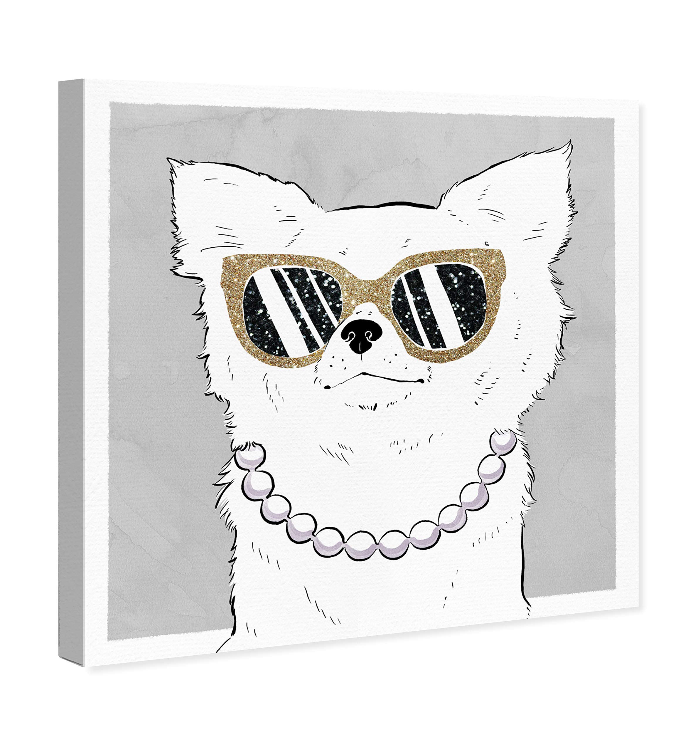 Glamorous Pup Wall Art Canvas Print - 30x30 Inches Gold & White Animal Home Decor by Oliver Gal Artist Co. - Perfect for Living Room, Bedroom & Office Decor