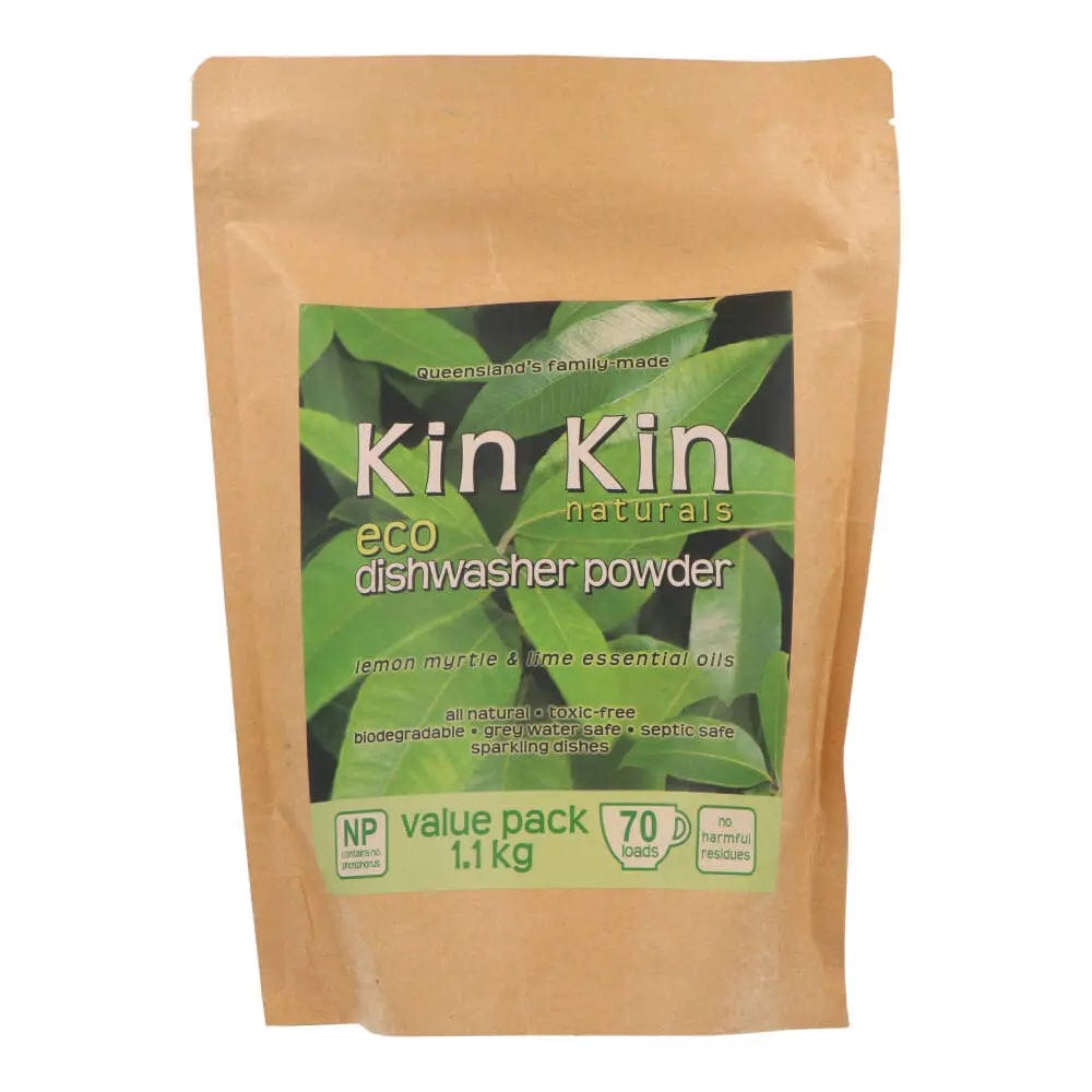 Kin Kin Naturals Eco-Friendly Dishwasher Detergent Powder - 1.1kg (2.4lb) | Plant-Based, Biodegradable & Septic-Safe | For Sparkling Clean Dishes in Homes & Restaurants