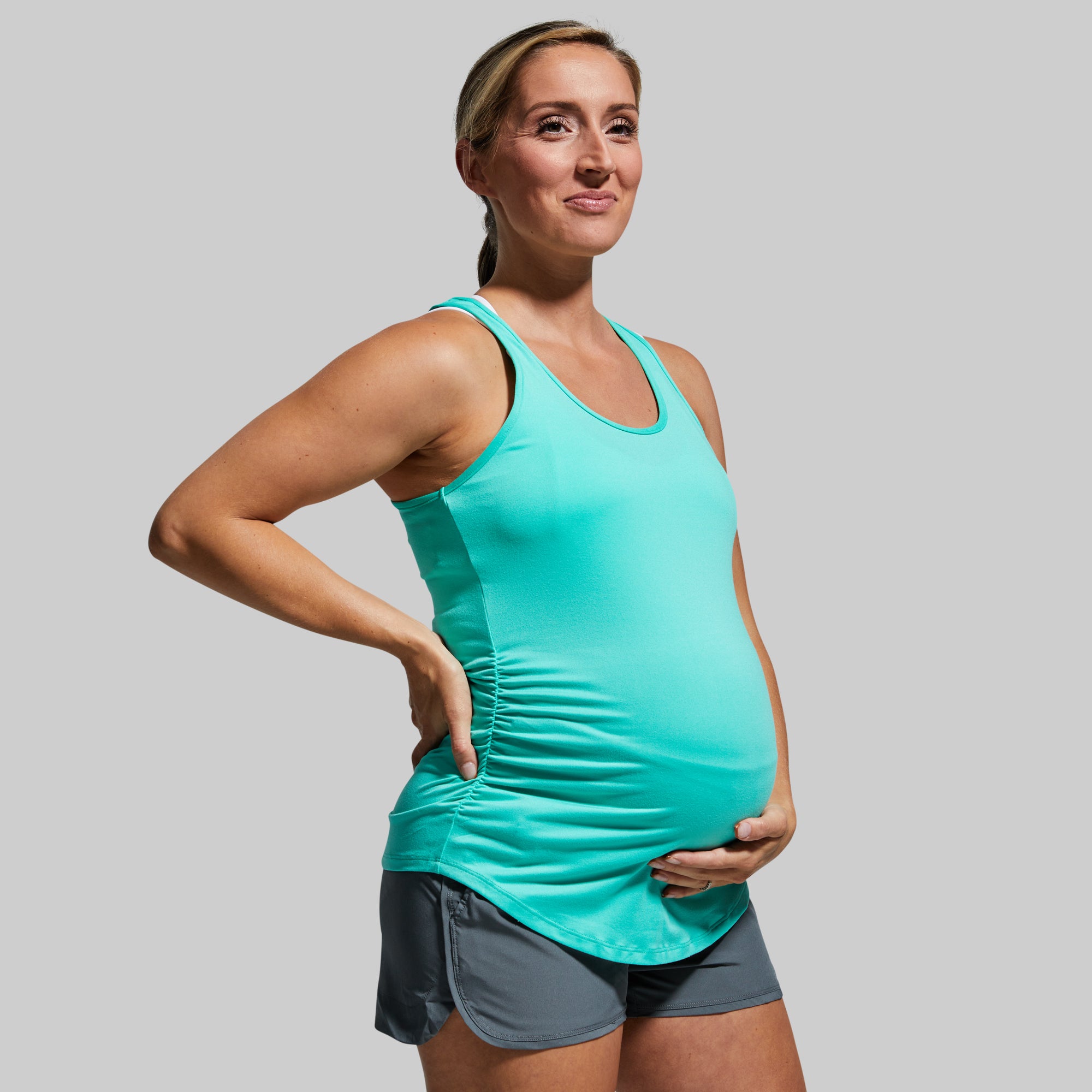 Comfortable Maternity Staple Tank Top - Soft Teal for Pregnancy & Nursing - Perfect for Everyday Wear, Lounging & Maternity Photos
