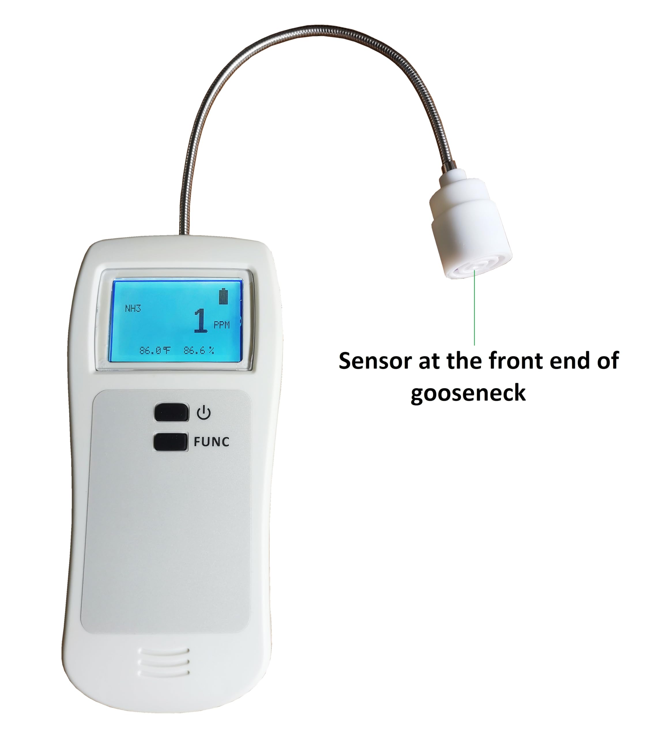 Portable NH3 Gas Detector with Bendable Gooseneck - Handheld Ammonia Leak Detector 0-500 PPM, Sound & Light Alarm for Industrial Safety & Home Use