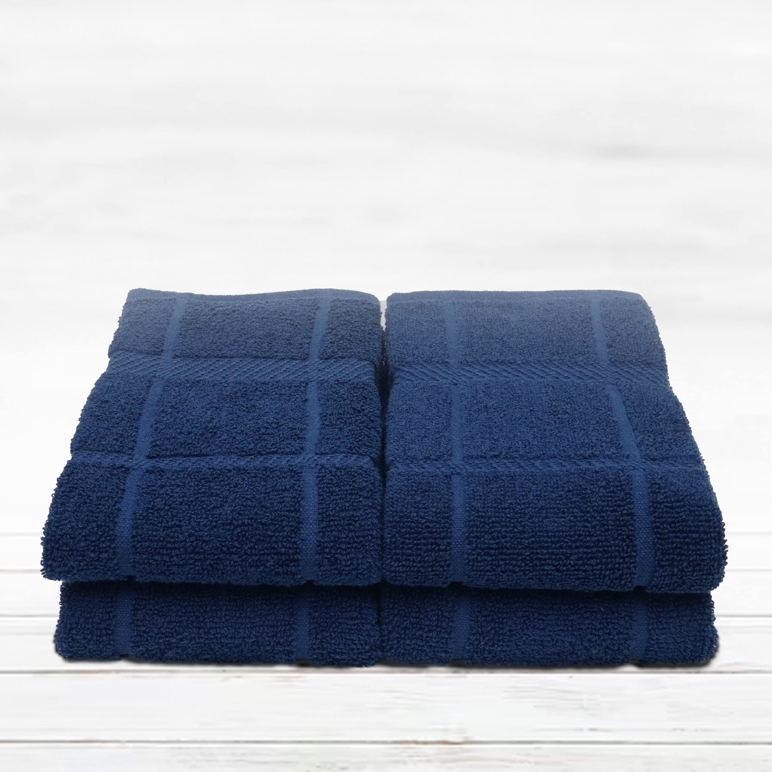 Premium 100% Cotton Terry Dish Towels for Kitchen - Super Soft & Absorbent, 16x26 Inches, 4-Pack Navy Blue | Ideal for Dish Drying, Counter Cleaning & Hand Wiping