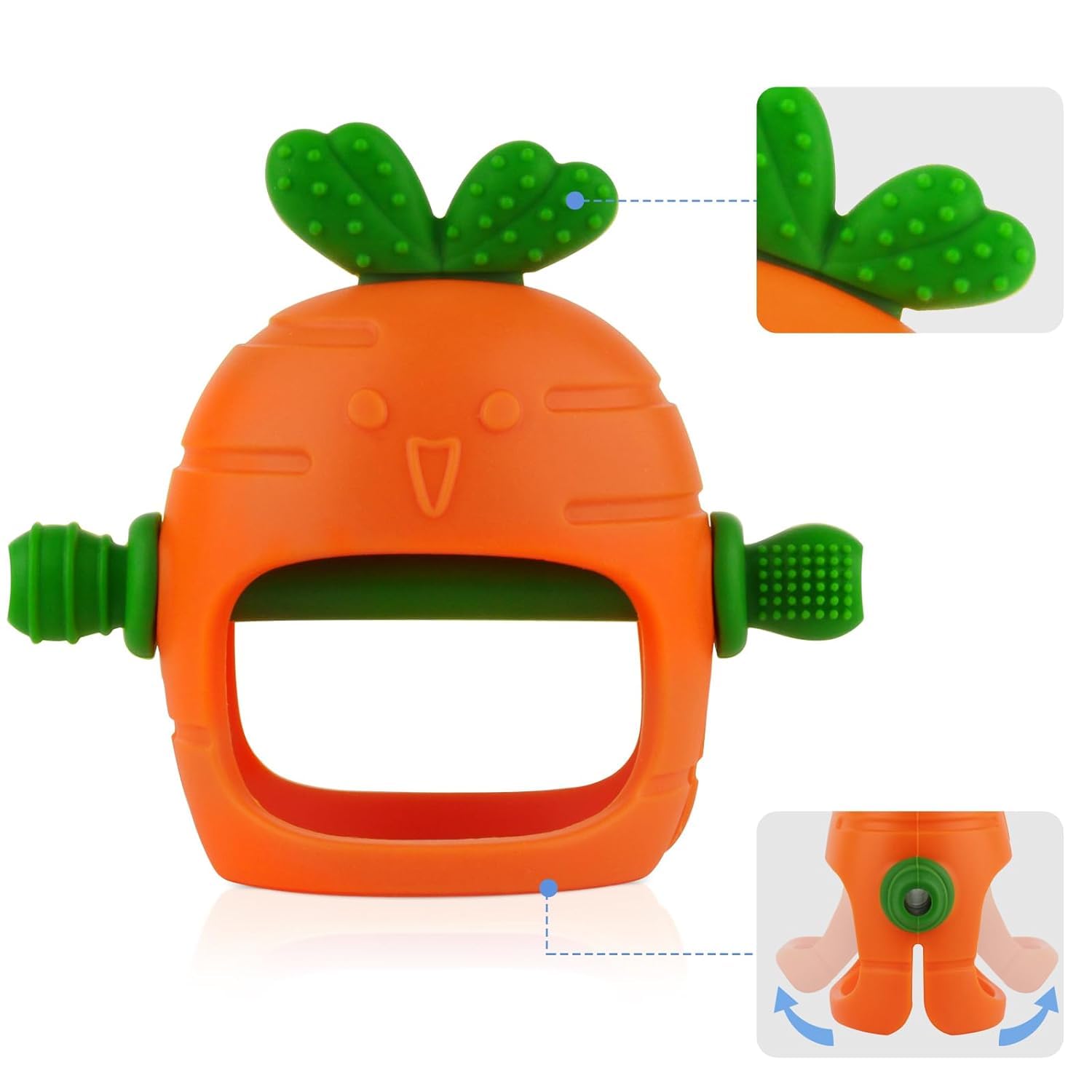 2 Pack Baby Teething Toys - Food Grade Silicone Carrot Teething Mittens for Infants 0-36 Months | BPA Free, Anti-Dropping Wrist Design | Perfect for Soothing Sore Gums During Teething, Travel & Playtime