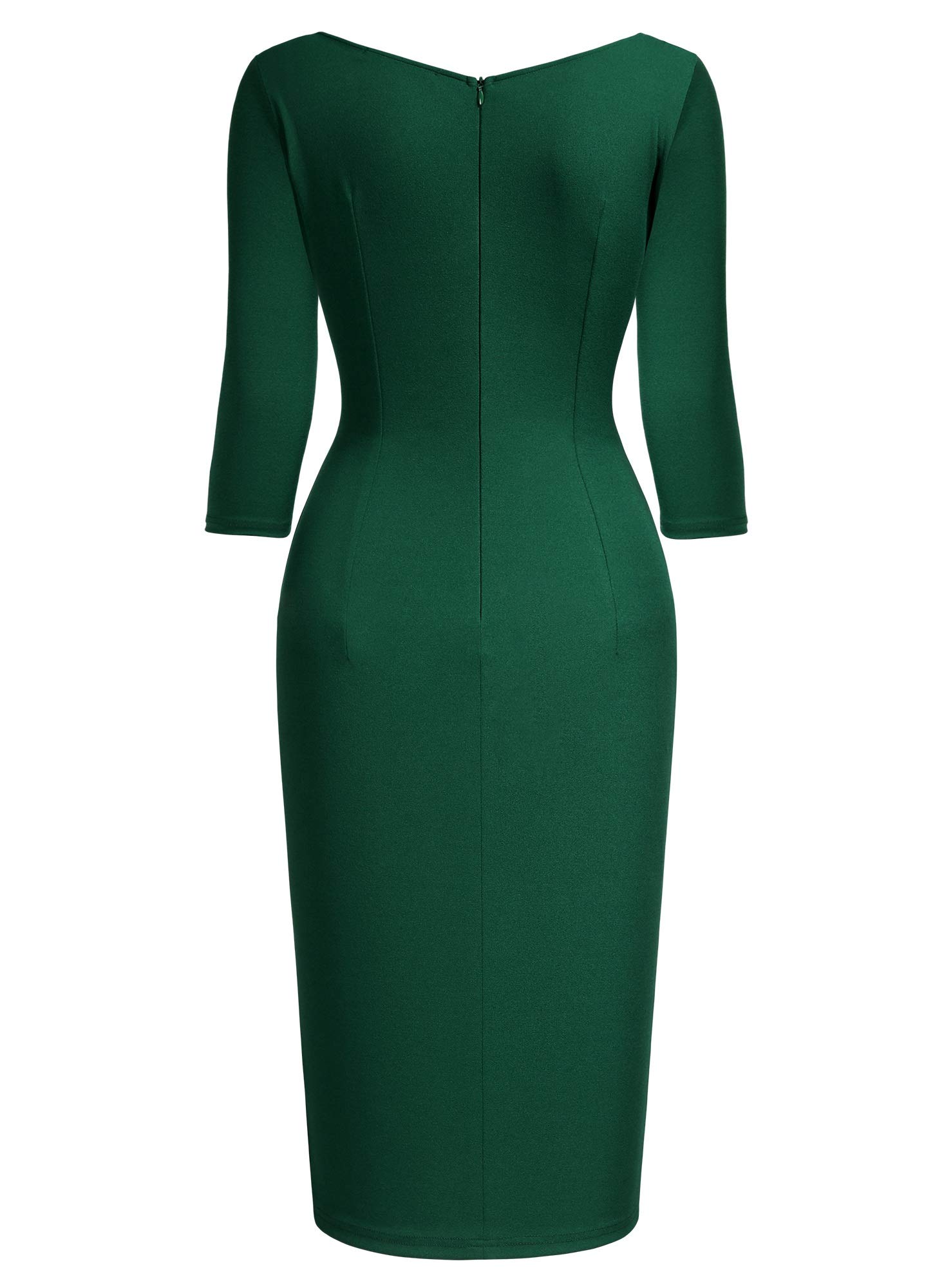 AISIZE Women's Retro V-Neck Wrap Dress - Stretchy Bodycon Business Dress for Office, Cocktail Party & Formal Occasions | Classy Work Dress with Flattering Fit