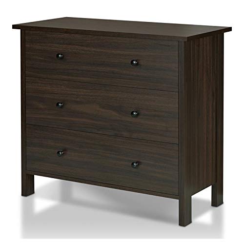 Furniture of America Zillett Transitional Wood 3-Drawer Chest in Brown Wenge - Stylish Bedroom Dresser for Home Storage & Organization
