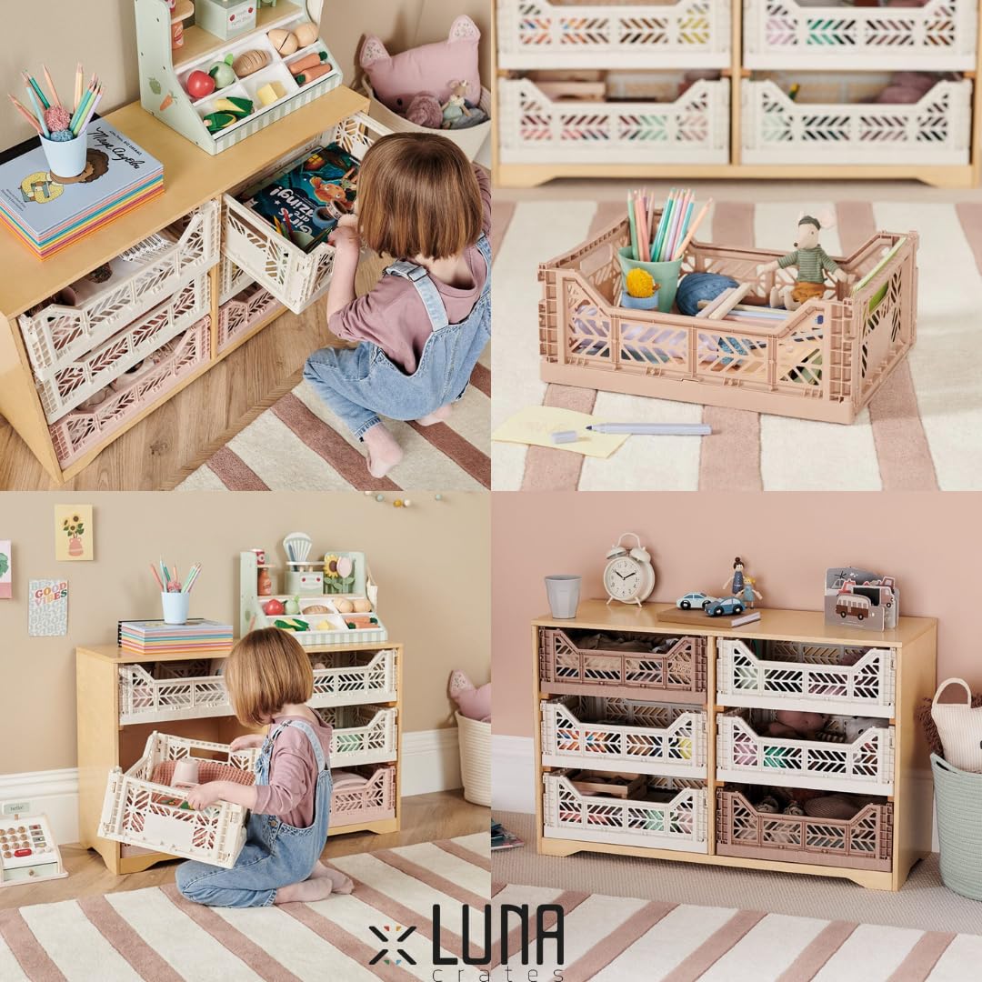 Collapsible Storage Box 3 Pack - Foldable Organizer Bin with Handle, Stackable Crates for Home, Office & Closet Organization (Blue-Gray-Navy, 14L) - Perfect for Toys, Books, Laundry & Seasonal Storage