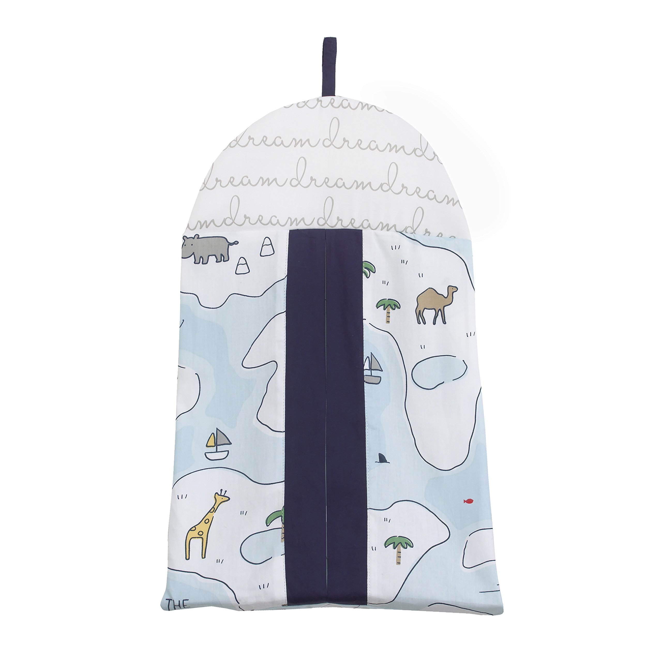 NOJO Dreamer Little Explorer World Map 8-Piece Crib Bedding Set - Navy Blue, Light Blue & White - Soft Baby Nursery Bedding for Boys & Girls - Perfect for Adventure-Themed Nurseries & Travel-Inspired Decor
