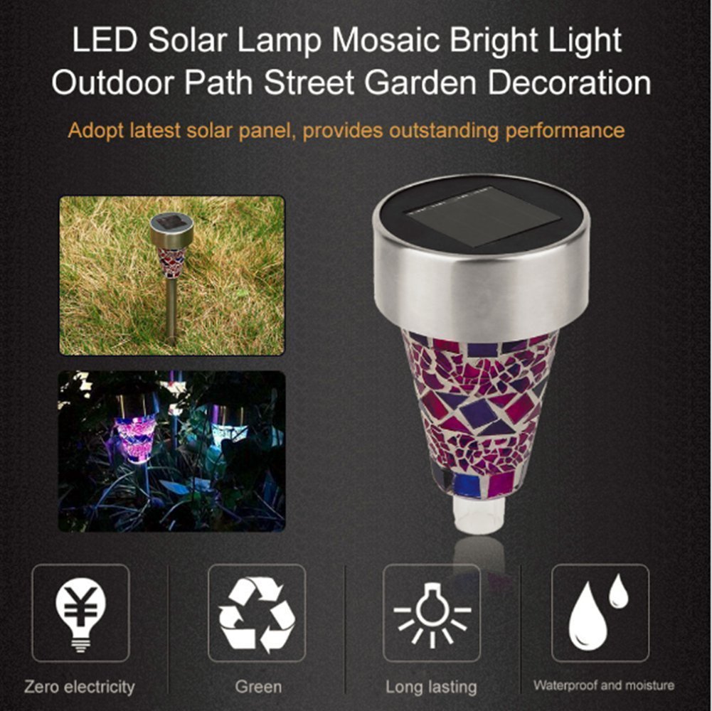 SUNWIND Solar Garden Lights Outdoor - 12 Pack White LED Mosaic Glass Pathway Lights, Waterproof Solar Powered Landscape Lighting for Lawn, Patio, Yard, Walkway - Perfect for Garden Decor, Driveway, Backyard & Pathway Illumination