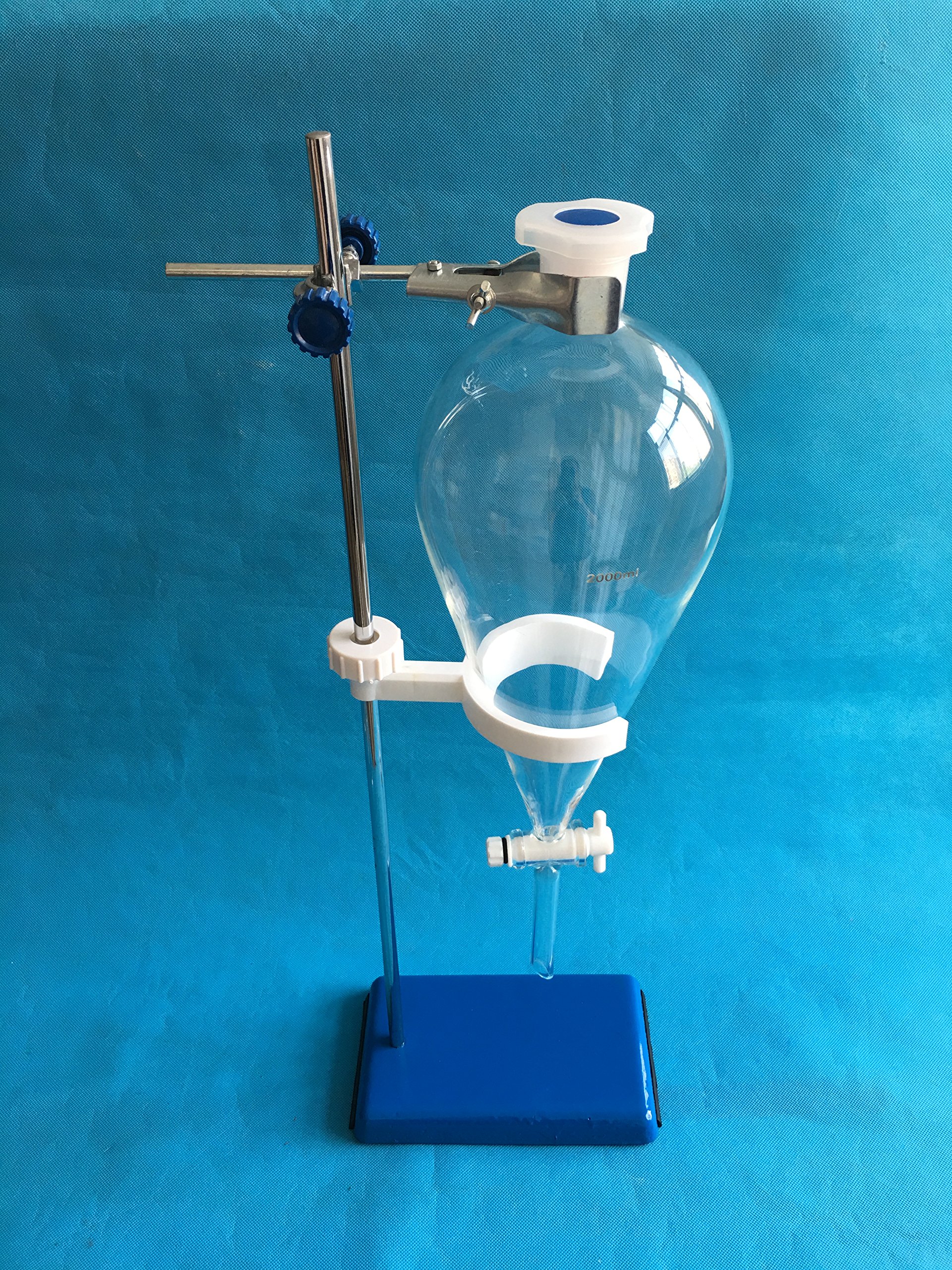 2000ml Glass Separatory Funnel Set with PTFE Stopcock & Iron Ring Stand - Lab Equipment for Liquid Extraction, Chemical Separation, Essential Oil Distillation (Perfect for Chemistry Labs & DIY Essential Oils)