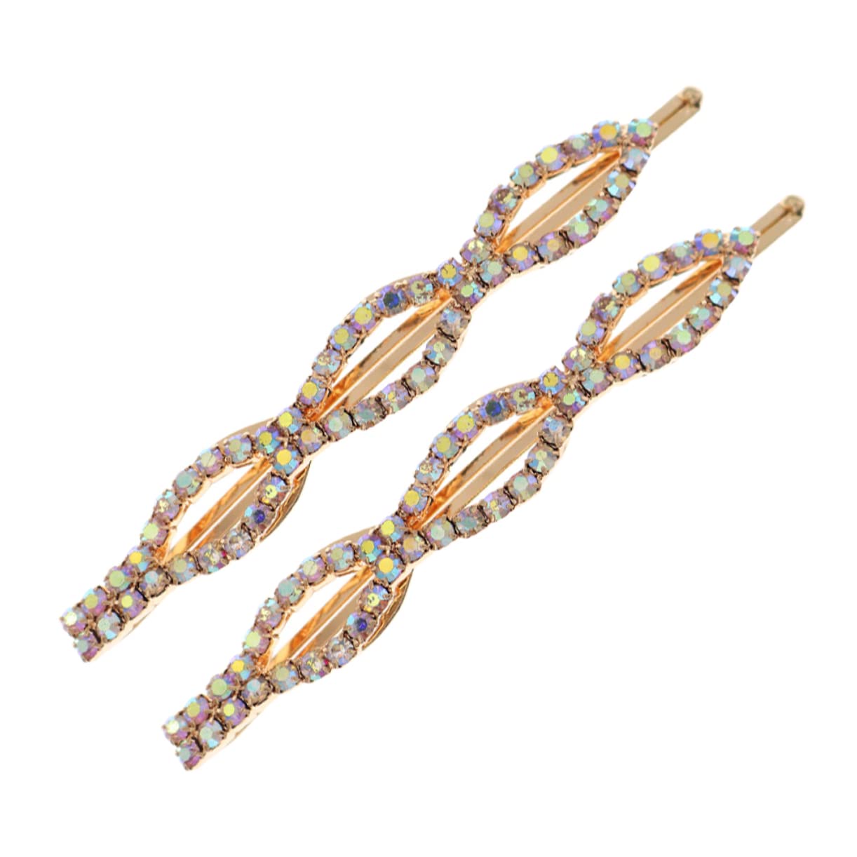 Minkissy 1 Pair AB Crystal Rhinestone Hair Clips - Luxury Diamond Hair Barrettes for Thick Hair & Bangs, Bridal Hairpins, Golden Bobby Pins for Weddings, Parties & Special Occasions