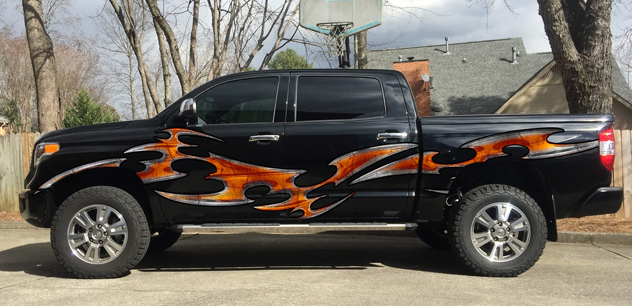Premium Carbon Fiber Tribal Truck Vinyl Graphics Decal - 20x60 Inches - Waterproof & UV Resistant - Easy to Apply - Enhance Your Truck's Style for Off-Roading & Custom Car Shows
