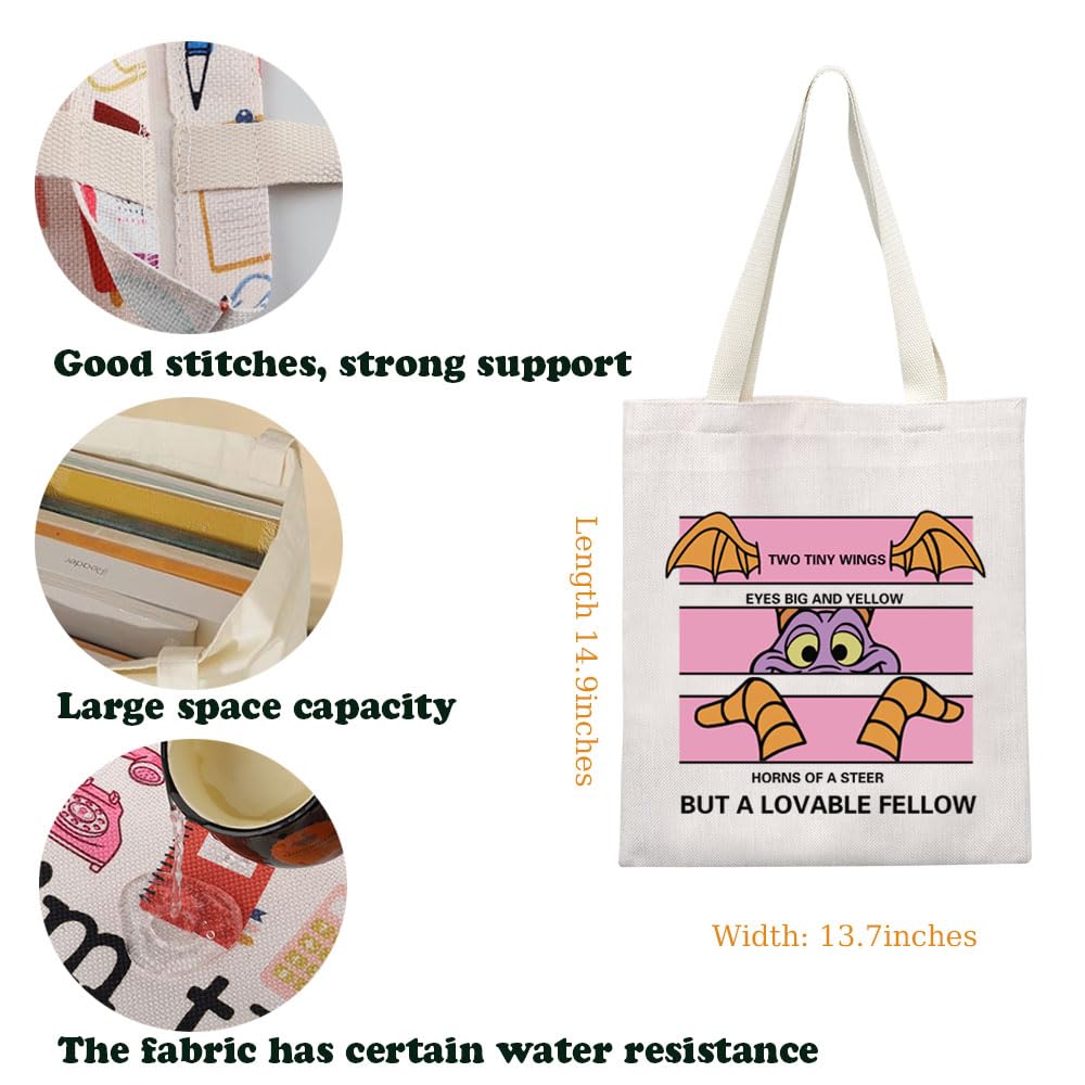KUIYAI Purple Dragon Tote Bag - Disney Epcot & Magic Kingdom Themed Gift for Dragon Lovers - Durable Cartoon Character Handbag for WDW Fans | Perfect for Theme Park Visits, Cosplay & Disney Merch Collectors