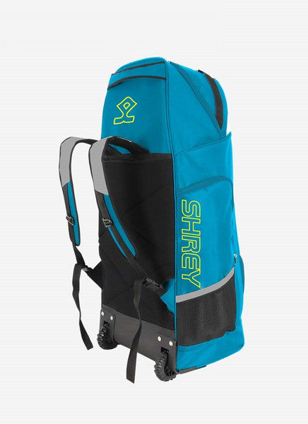Shrey Original Pro Premium Duffle Wheelie Cricket Bag - Cerulean & Grey - Perfect for Cricket Matches, Travel & Sports Gear Storage