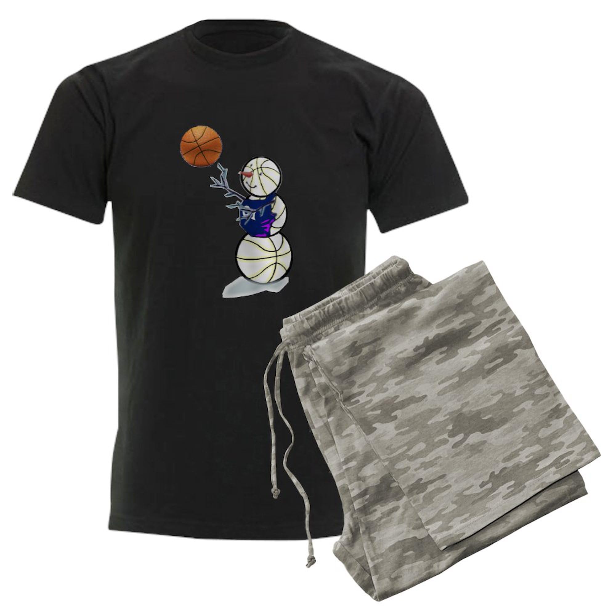 Basketball Snowman Men's Dark Pajama Set - 2-Piece Lounge & Sleepwear for Cozy Nights - Perfect for Christmas Gifts, Winter Lounging, and Holiday Comfort