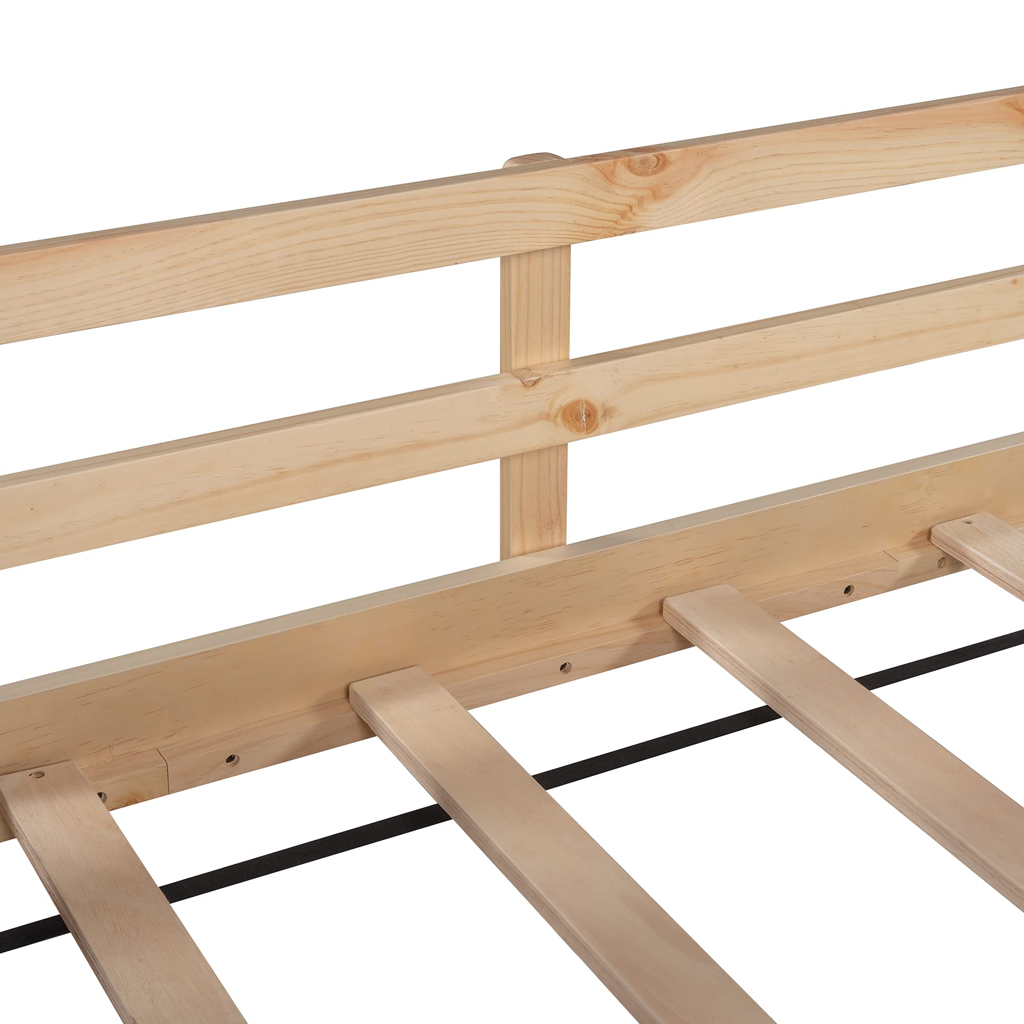 JT Twin Size Loft Bed with Two Storage Boxes - Natural Wood Space-Saving Bed for Kids & Teens - Perfect for Small Bedrooms, Dorms & Studio Apartments