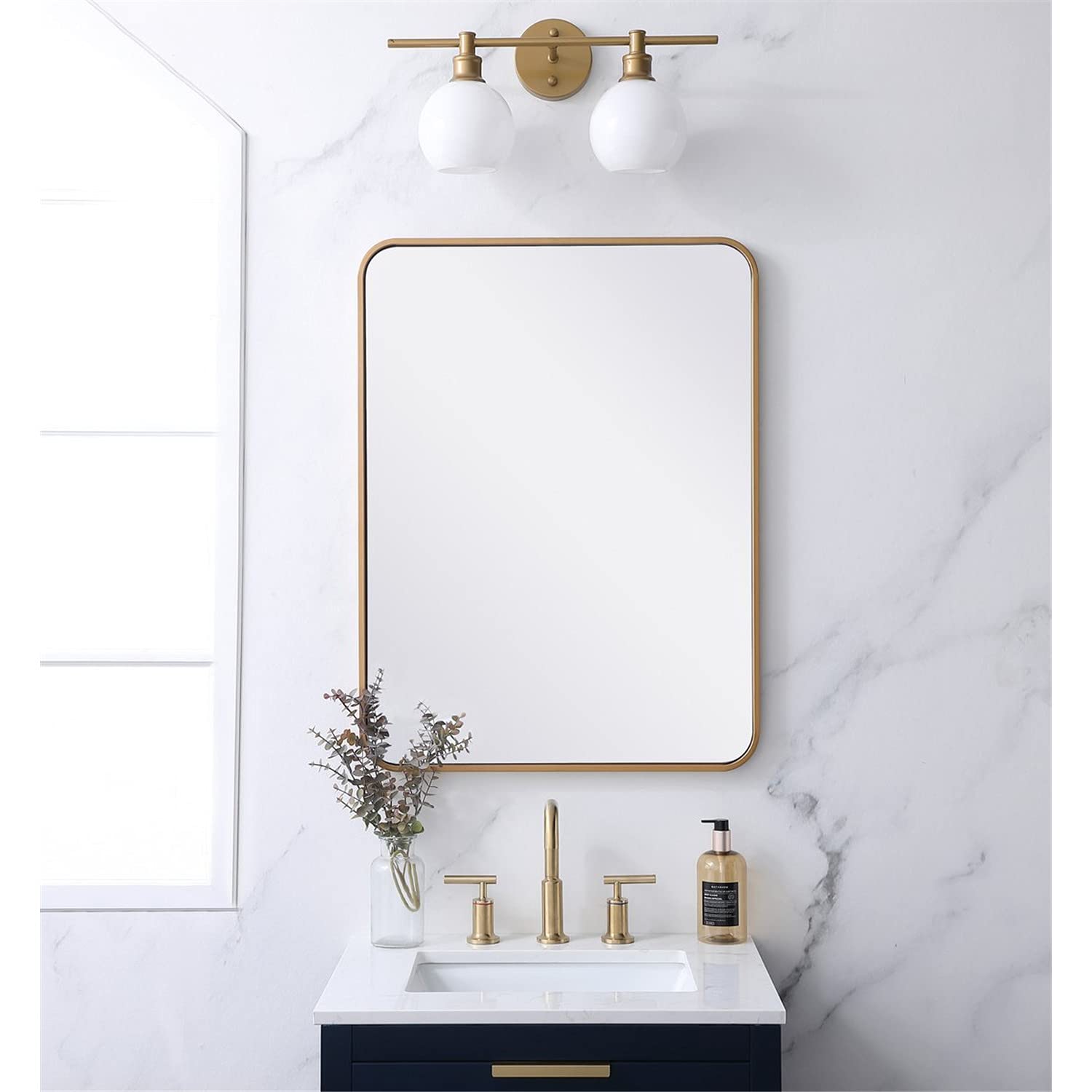 Elegant Brass Metal Mirror 24x32 - Home & Office Decor